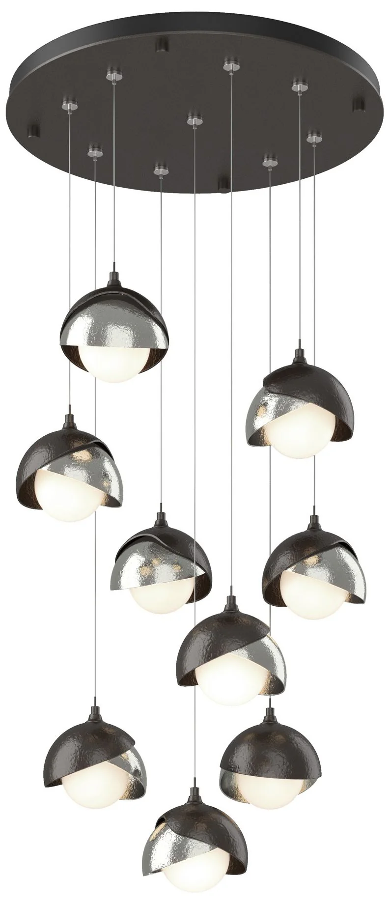Brooklyn 20.5″ 9-Light Rubbed Bronze & Sterling Round Long 2-Shade