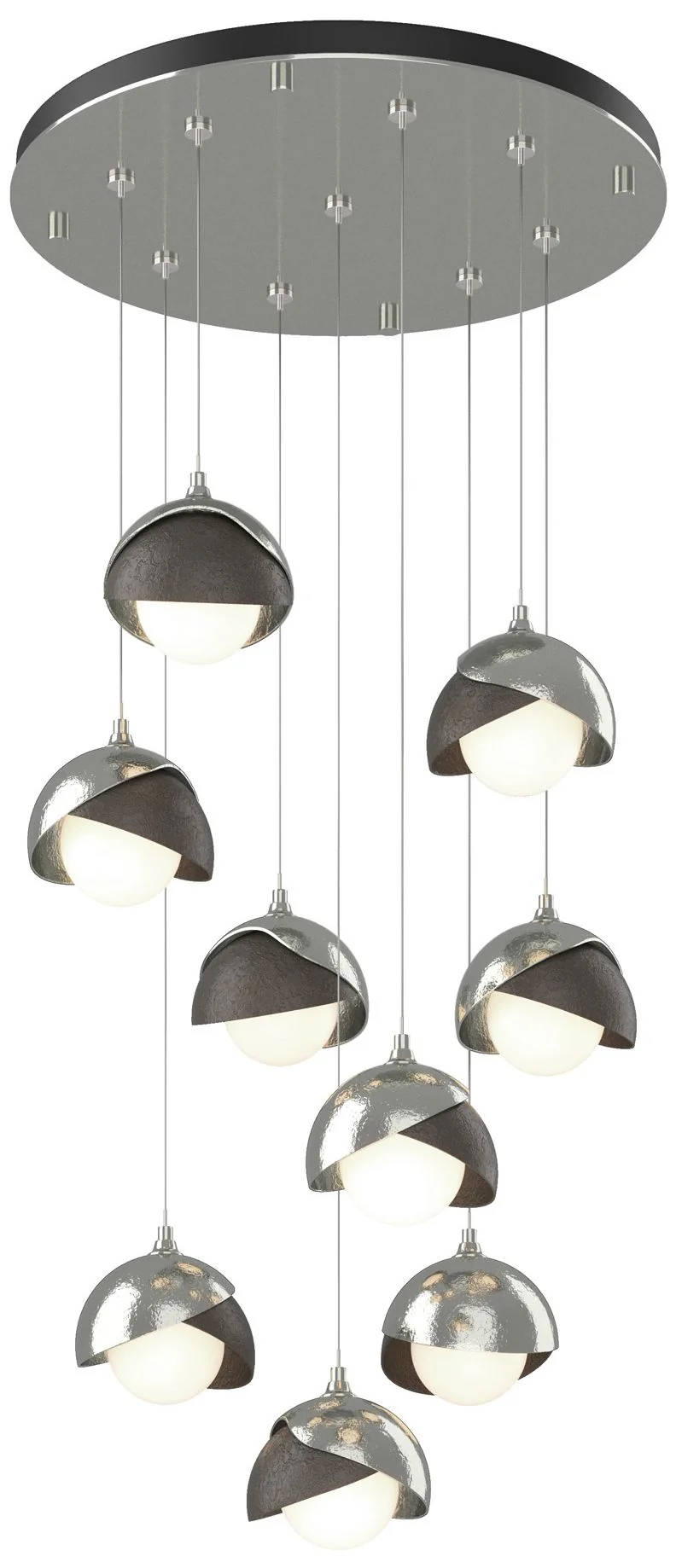 Brooklyn 20.5" 9-Light Sterling & Dark Smoke Round Long 2-Shade Pe - Image 1
