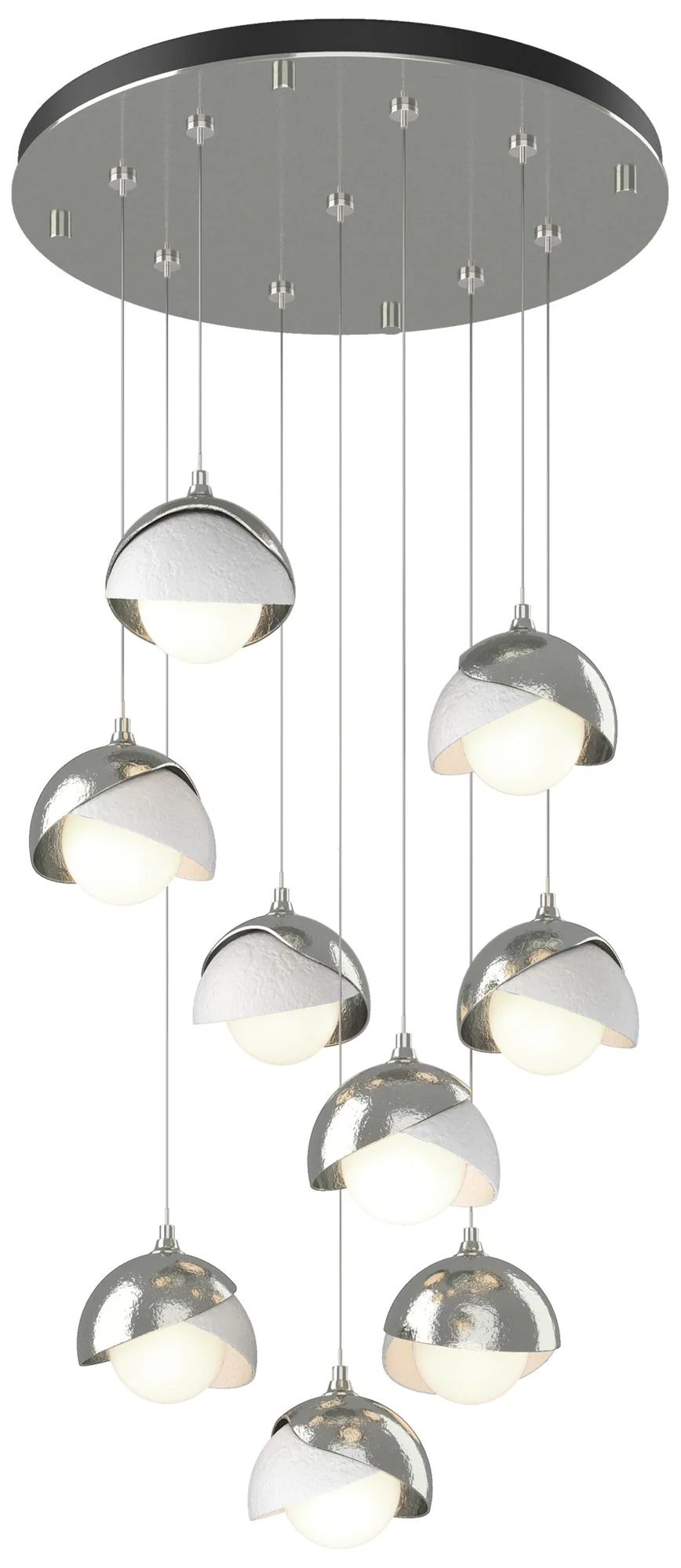 Brooklyn 20.5"W 9-Light Double Round White and Sterling Standard Penda - Image 1