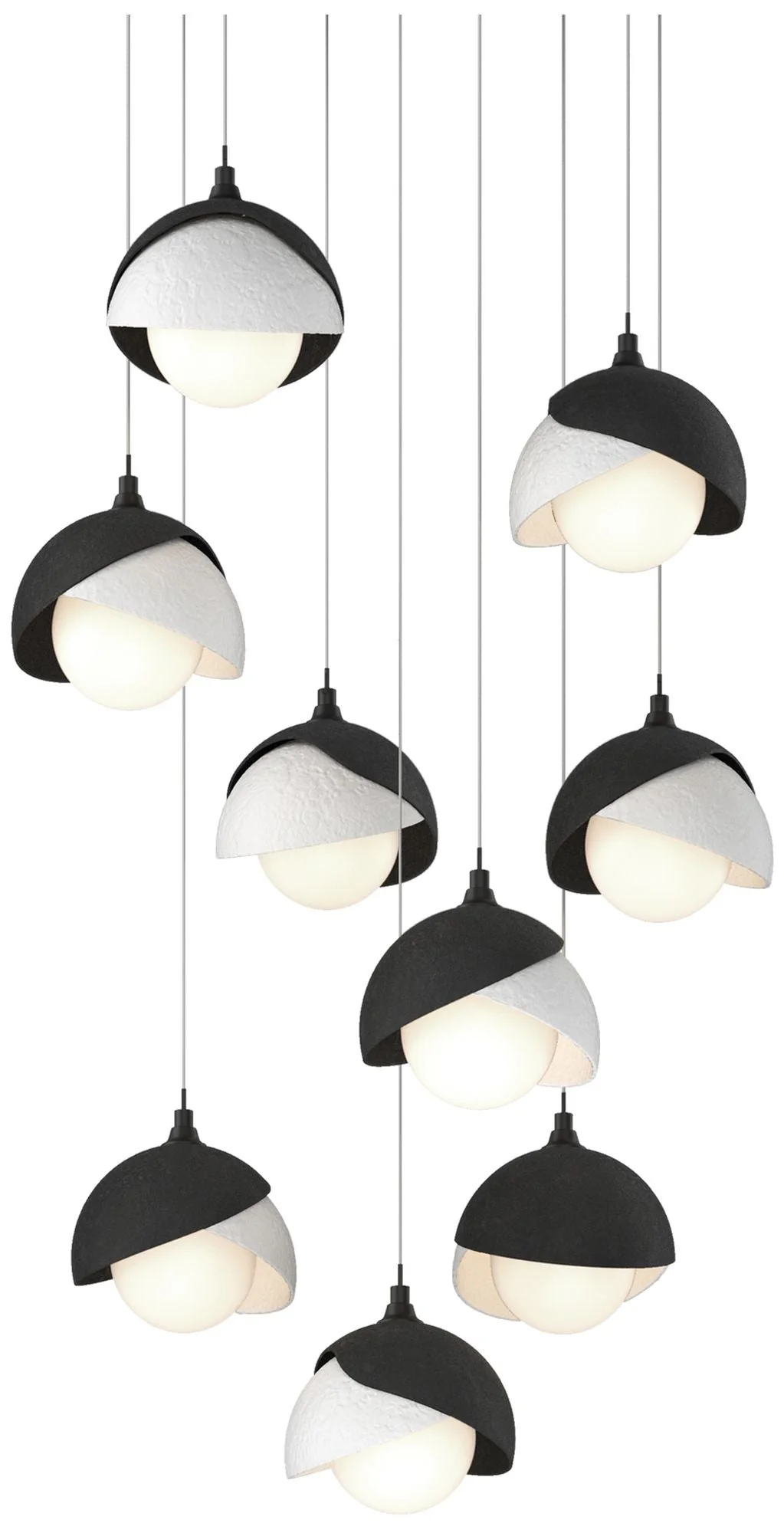 Brooklyn 20.5"W 9-Light White Accented Double Round Black Long Pendant - Image 1