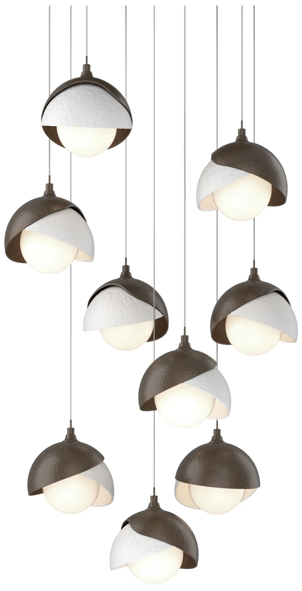 Brooklyn 20.5"W 9-Light White Accented Double Round Bronze Long Pendan - Image 1
