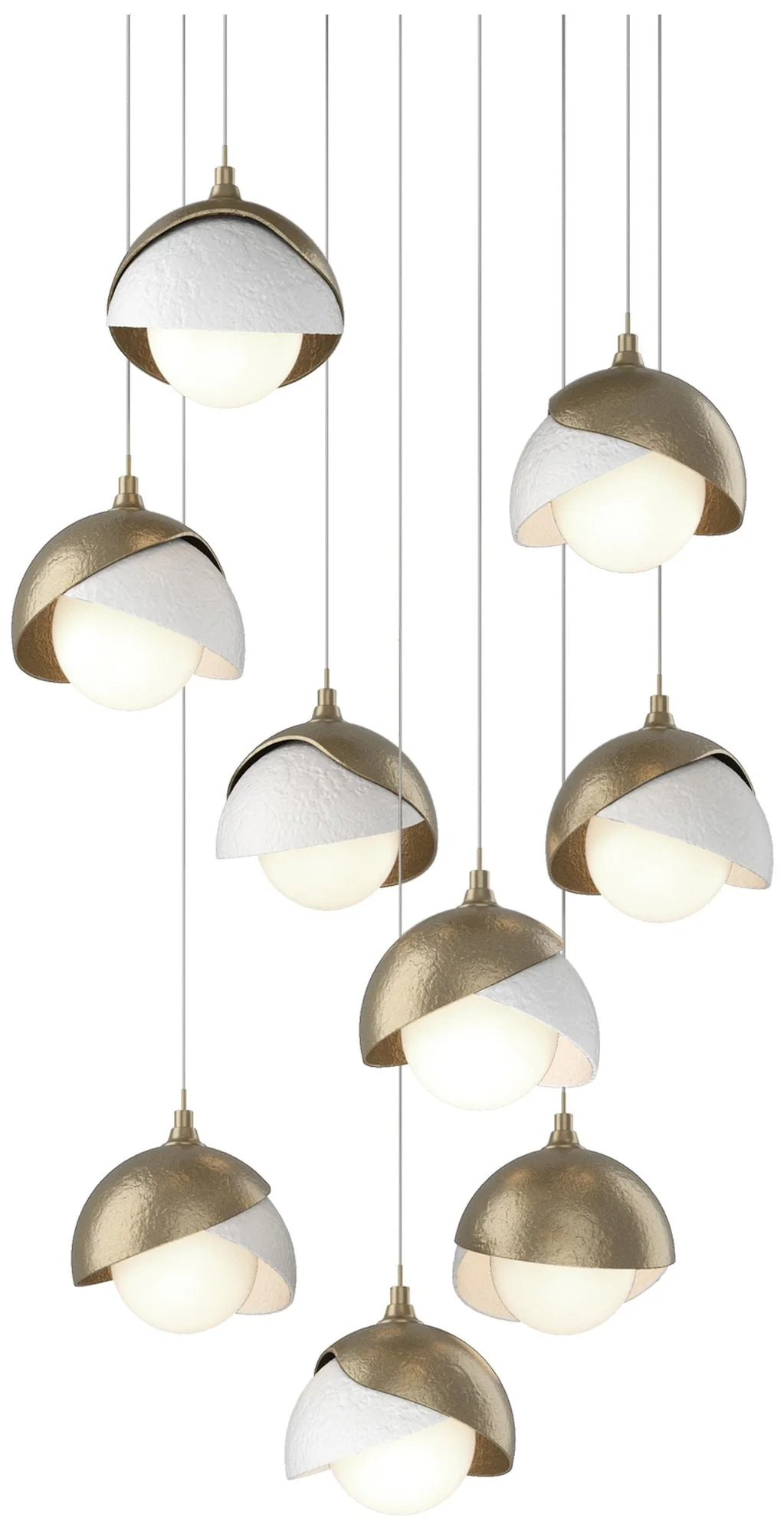 Brooklyn 20.5"W 9-Light White Accented Double Round Gold Long Pendant - Image 1