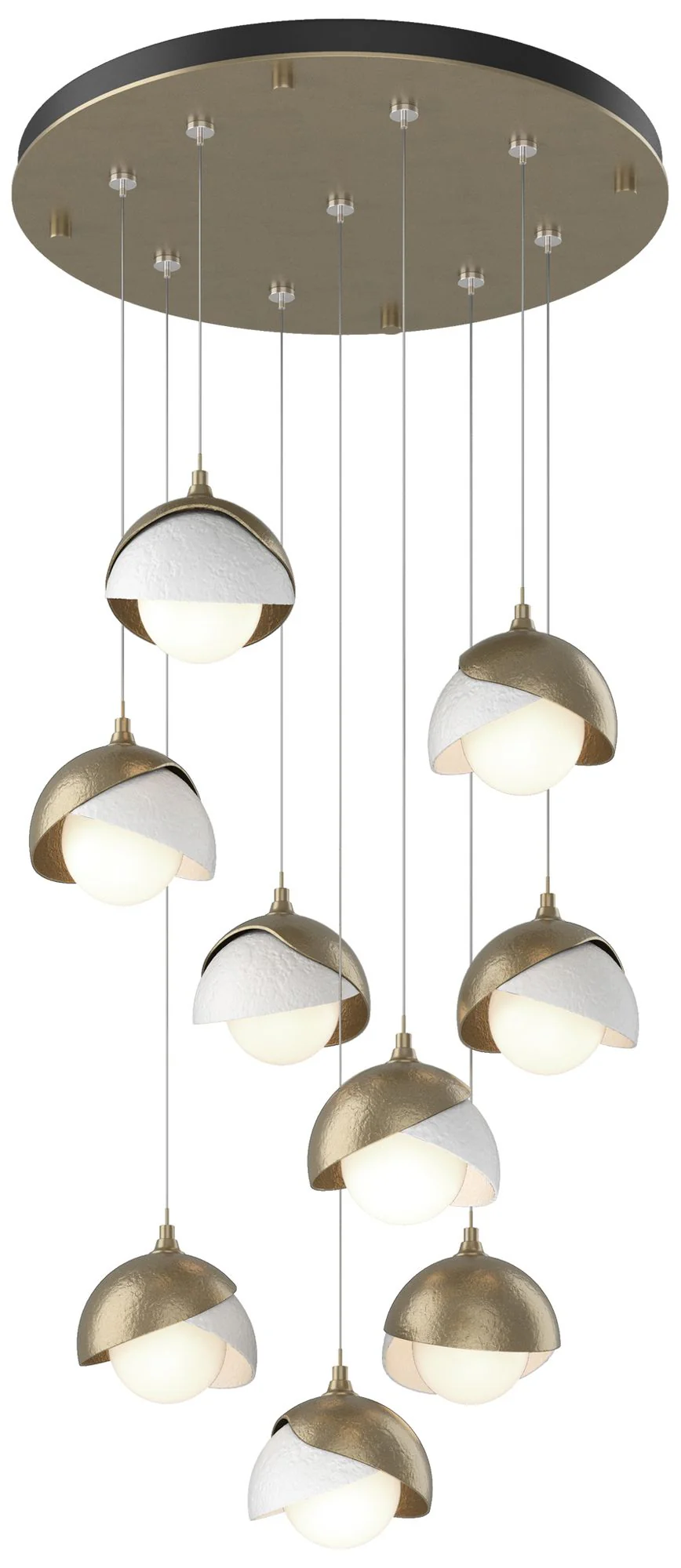 Brooklyn 20.5"W 9-Light White Accented Double Round Gold Standard Pend - Image 1