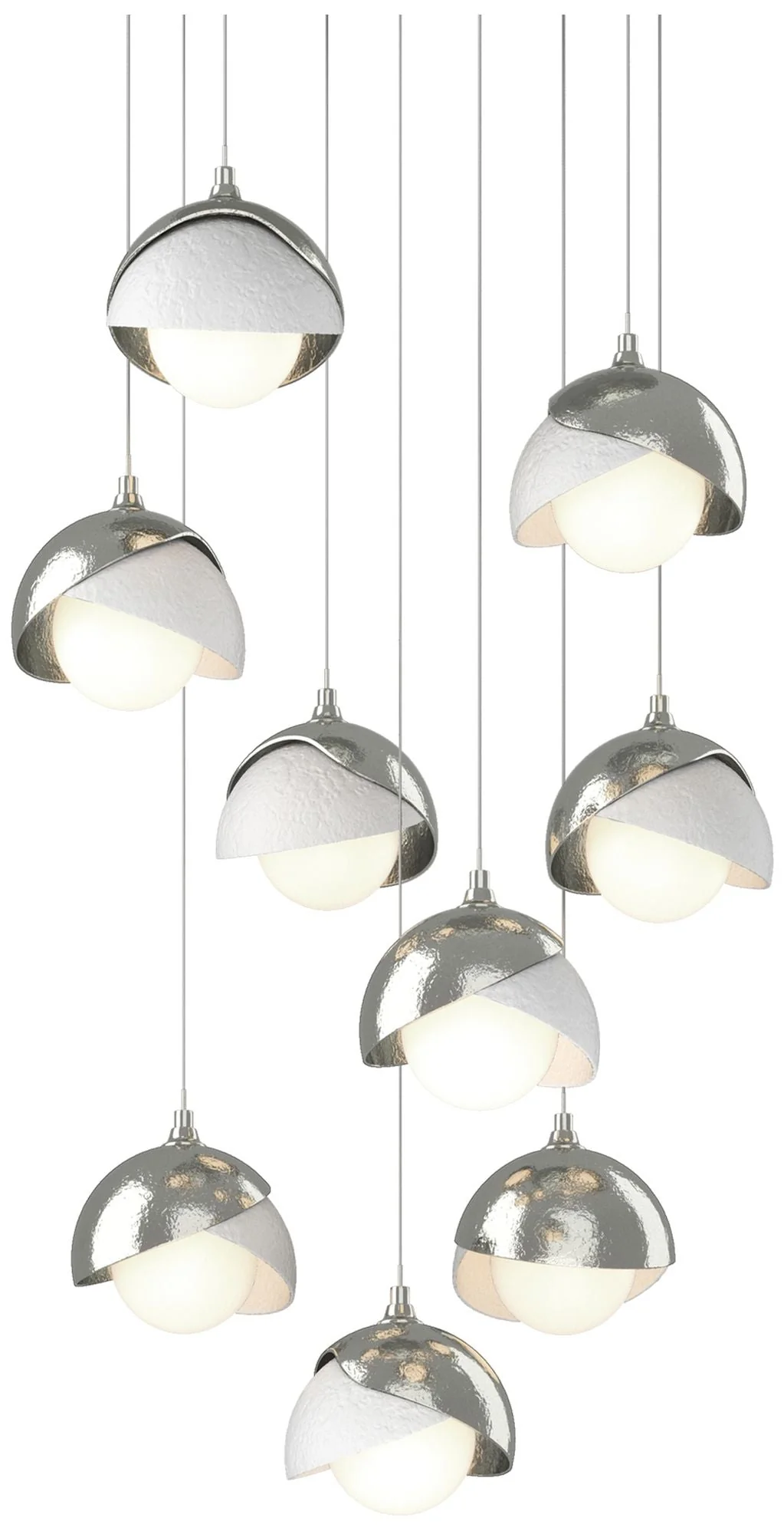 Brooklyn 20.5"W 9-Light White Accented Double Round Sterling Long Pend - Image 1