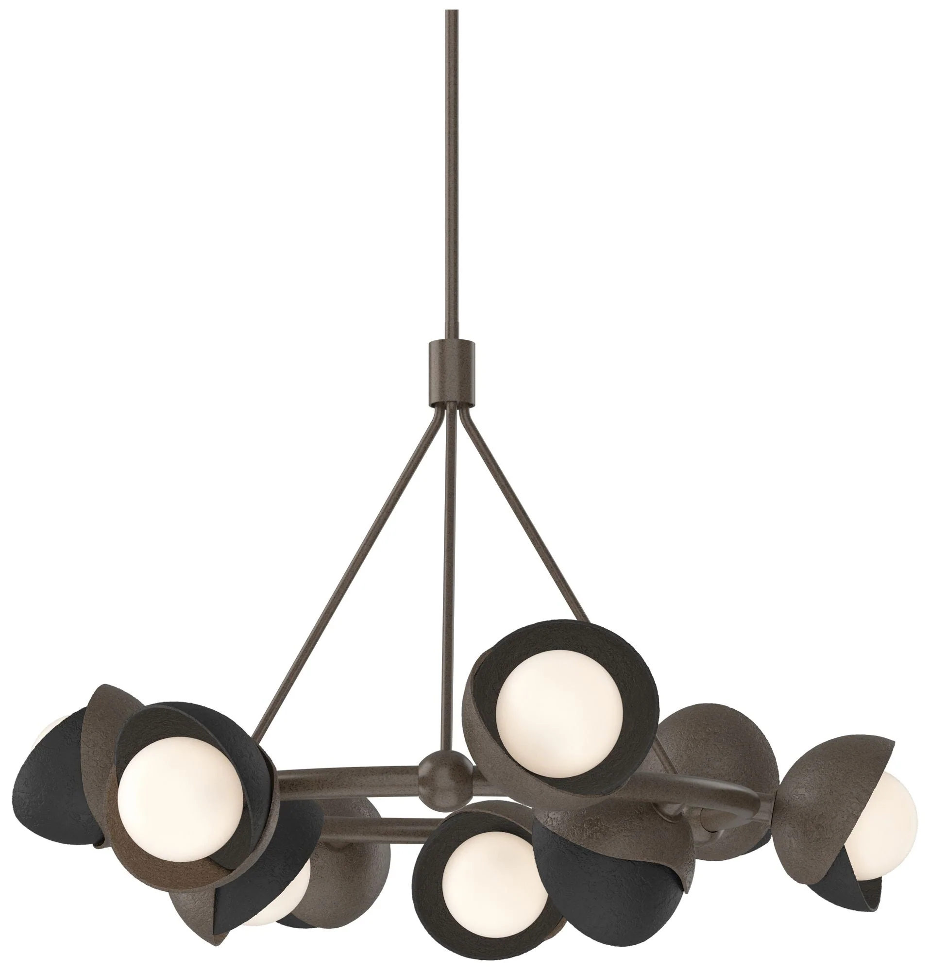 Brooklyn 32"W 9-Light Black Accented Bronze Double Shade Ring Pendant - Image 1