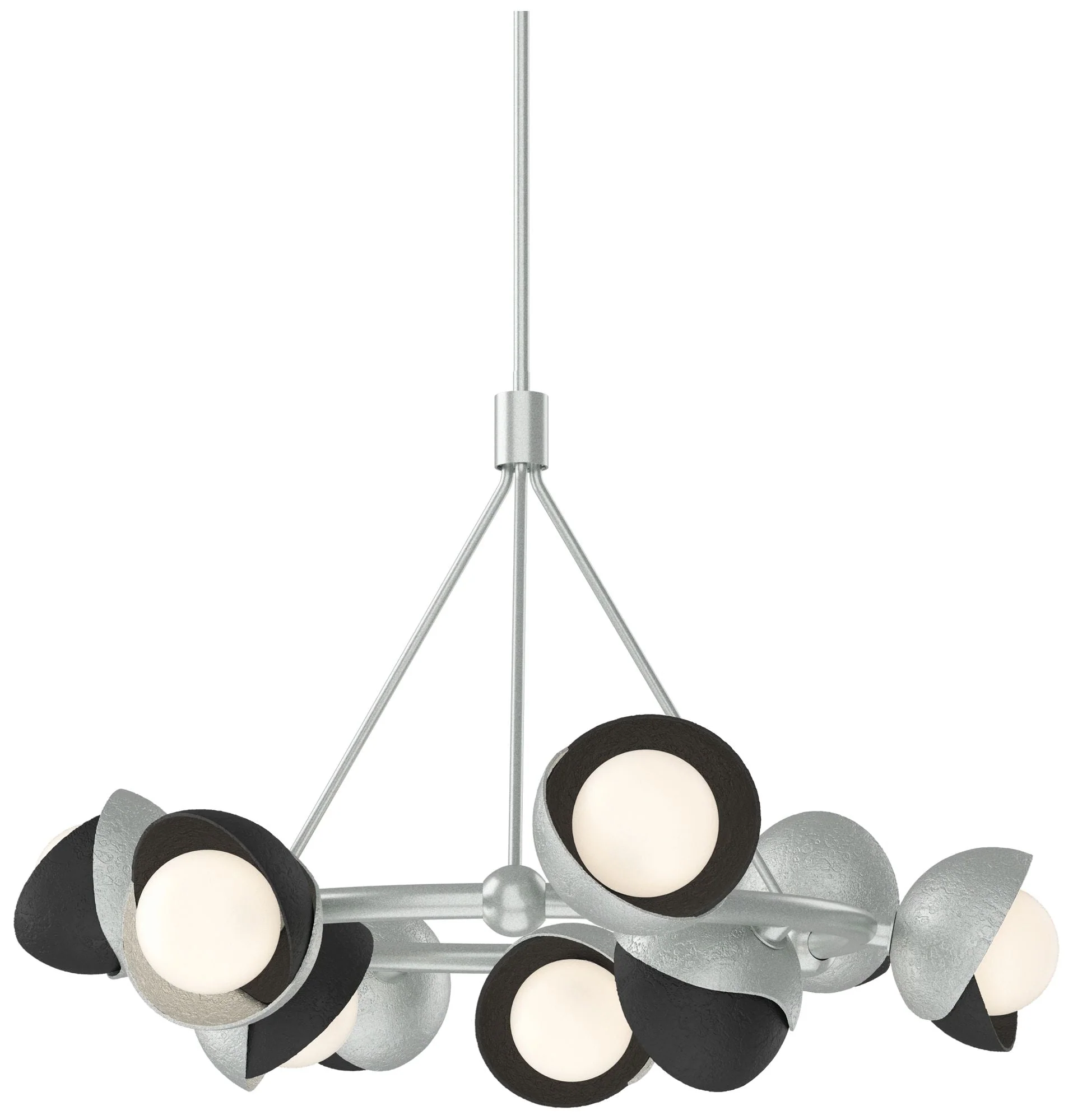 Brooklyn 32"W 9-Light Black Accented Platinum Double Shade Ring Pendan - Image 1