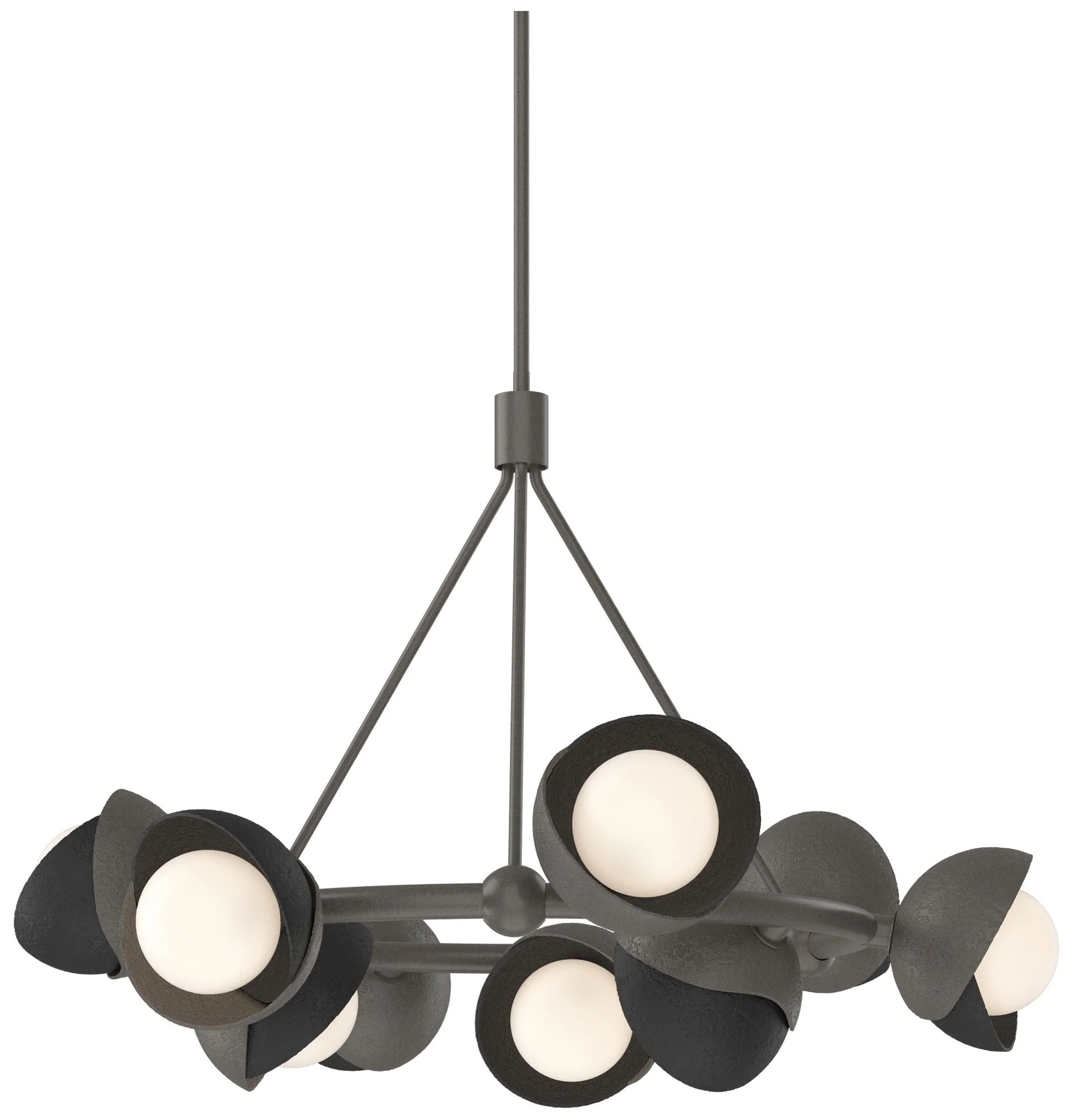 Brooklyn 32"W 9-Light Black Accented Smoke Double Shade Ring Pendant - Image 1