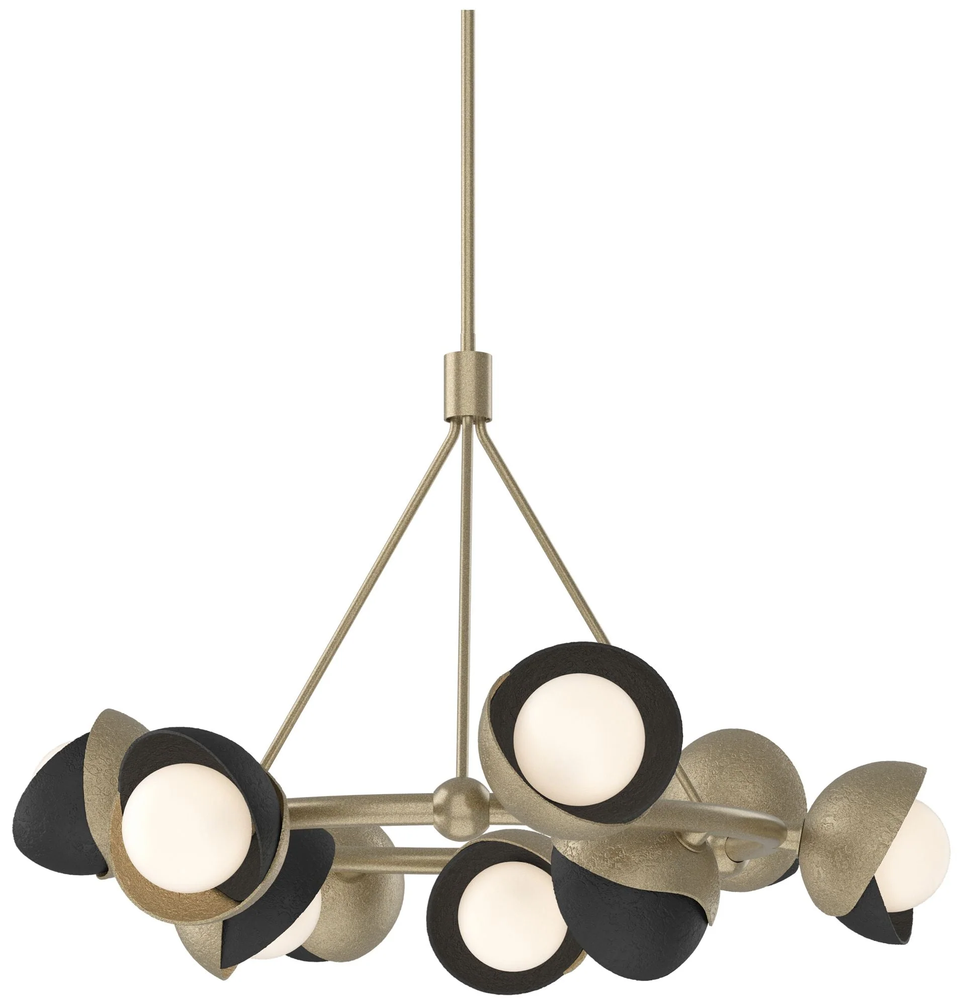 Brooklyn 32"W 9-Light Black Accented Soft Gold Double Shade Ring Penda - Image 1