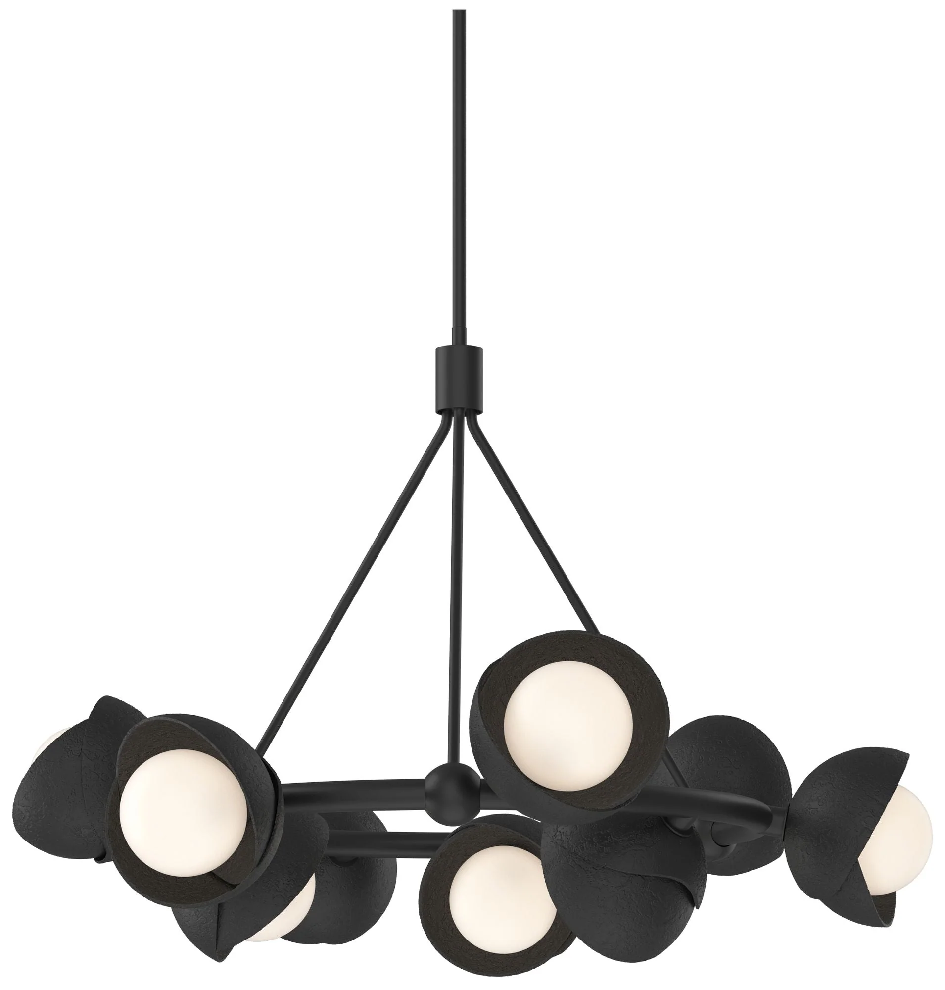Brooklyn 32"W 9-Light Black Double Shade Ring Pendant - Image 1