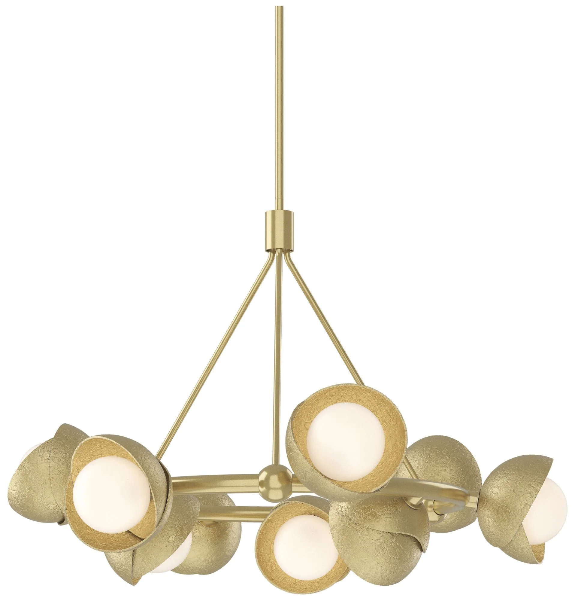 Brooklyn 32"W 9-Light Brass Double Shade Ring Pendant - Image 1