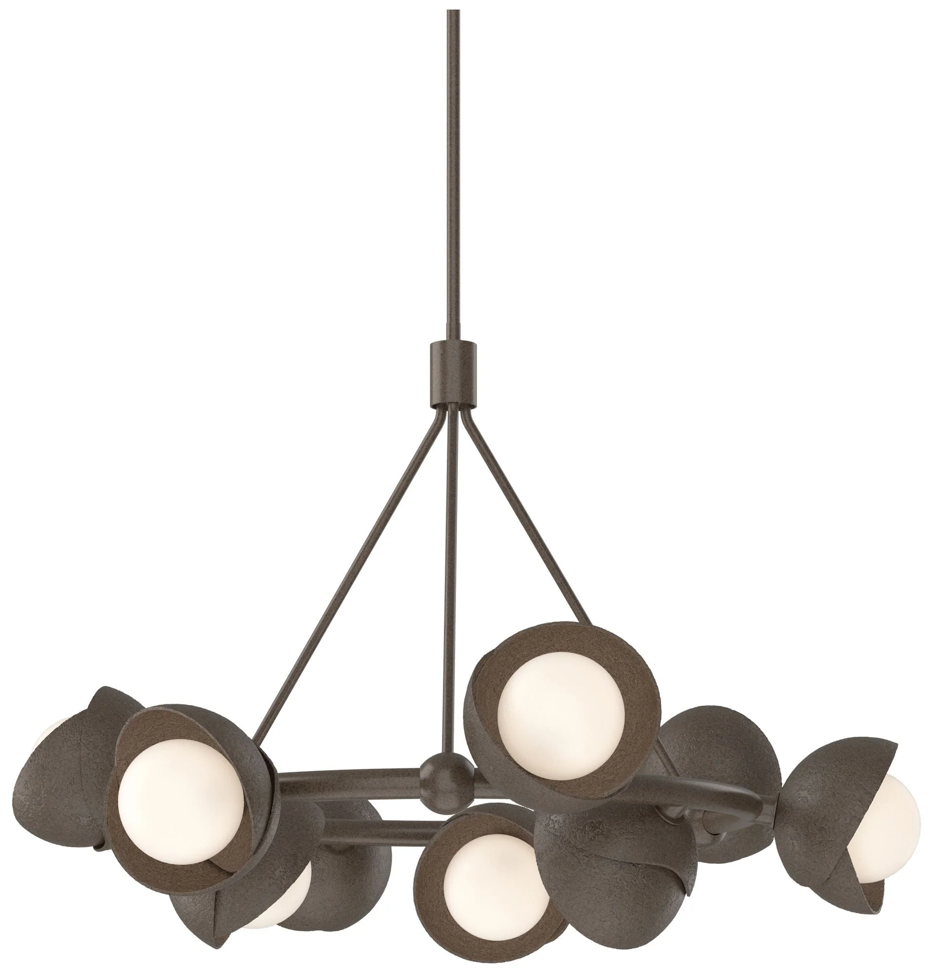 Brooklyn 32"W 9-Light Bronze Accented Bronze Double Shade Ring Pendant - Image 1