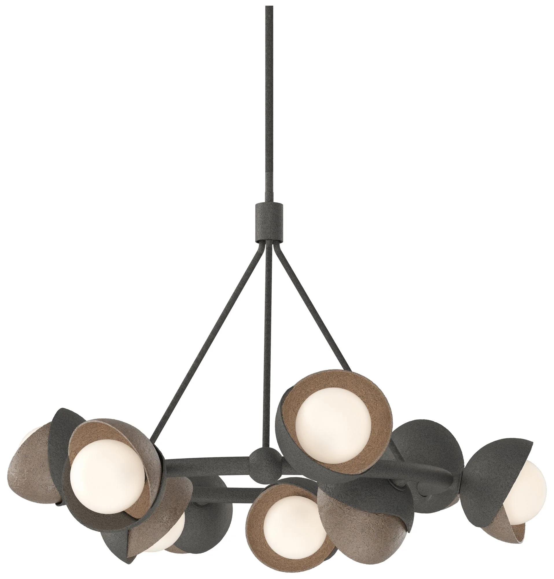 Brooklyn 32"W 9-Light Bronze Accented Iron Double Shade Ring Pendant - Image 1