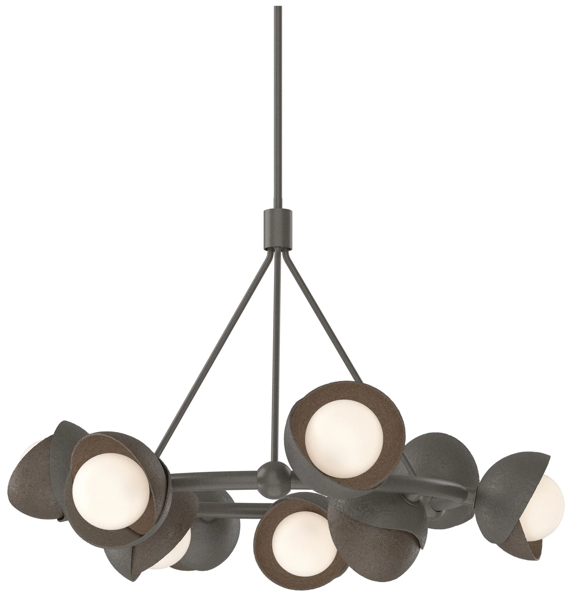 Brooklyn 32"W 9-Light Bronze Accented Smoke Double Shade Ring Pendant - Image 1
