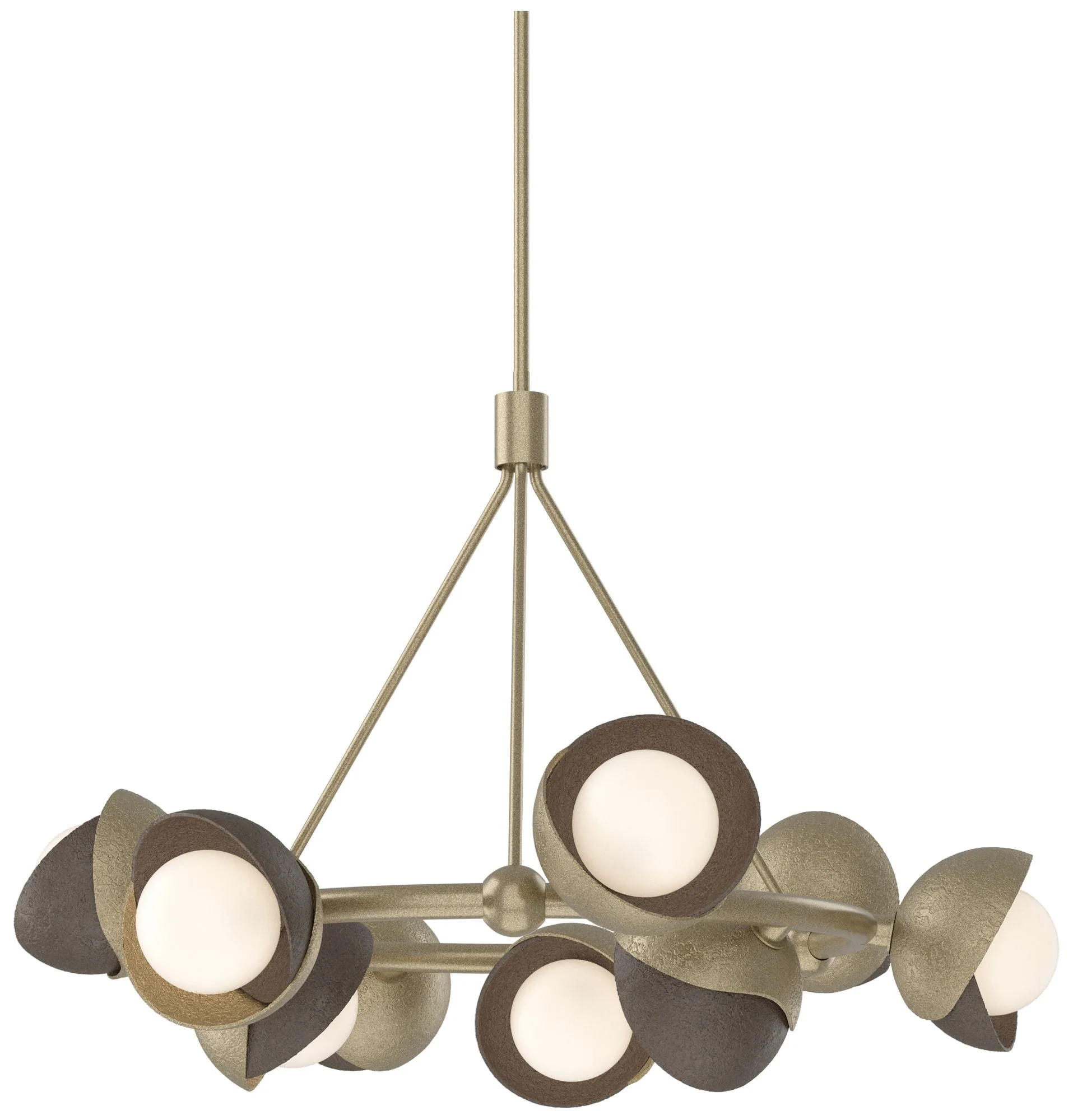 Brooklyn 32"W 9-Light Bronze Accented Soft Gold Double Shade Ring Pend - Image 1