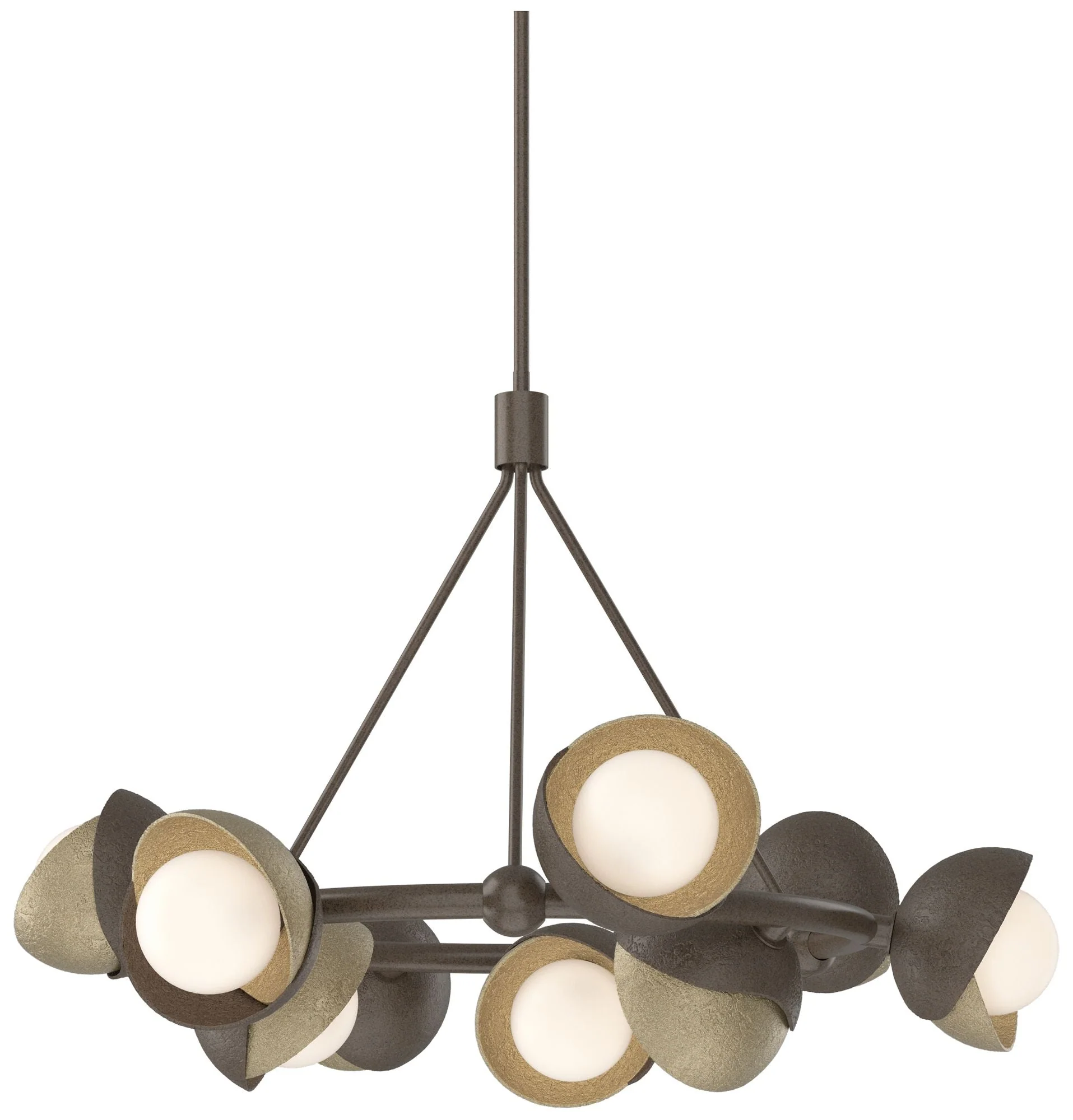 Brooklyn 32"W 9-Light Gold Accented Bronze Double Shade Ring Pendant - Image 1