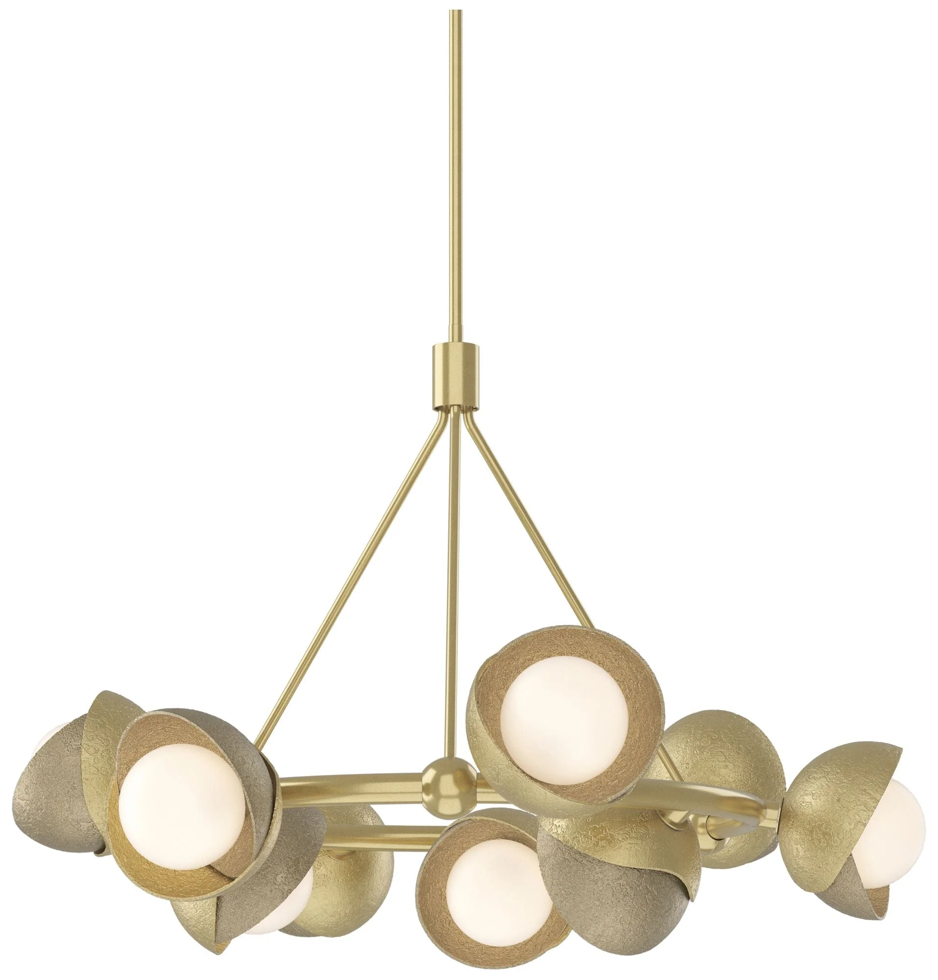 Brooklyn 32"W 9-Light Gold Accented Modern Brass Double Shade Ring Pen - Image 1