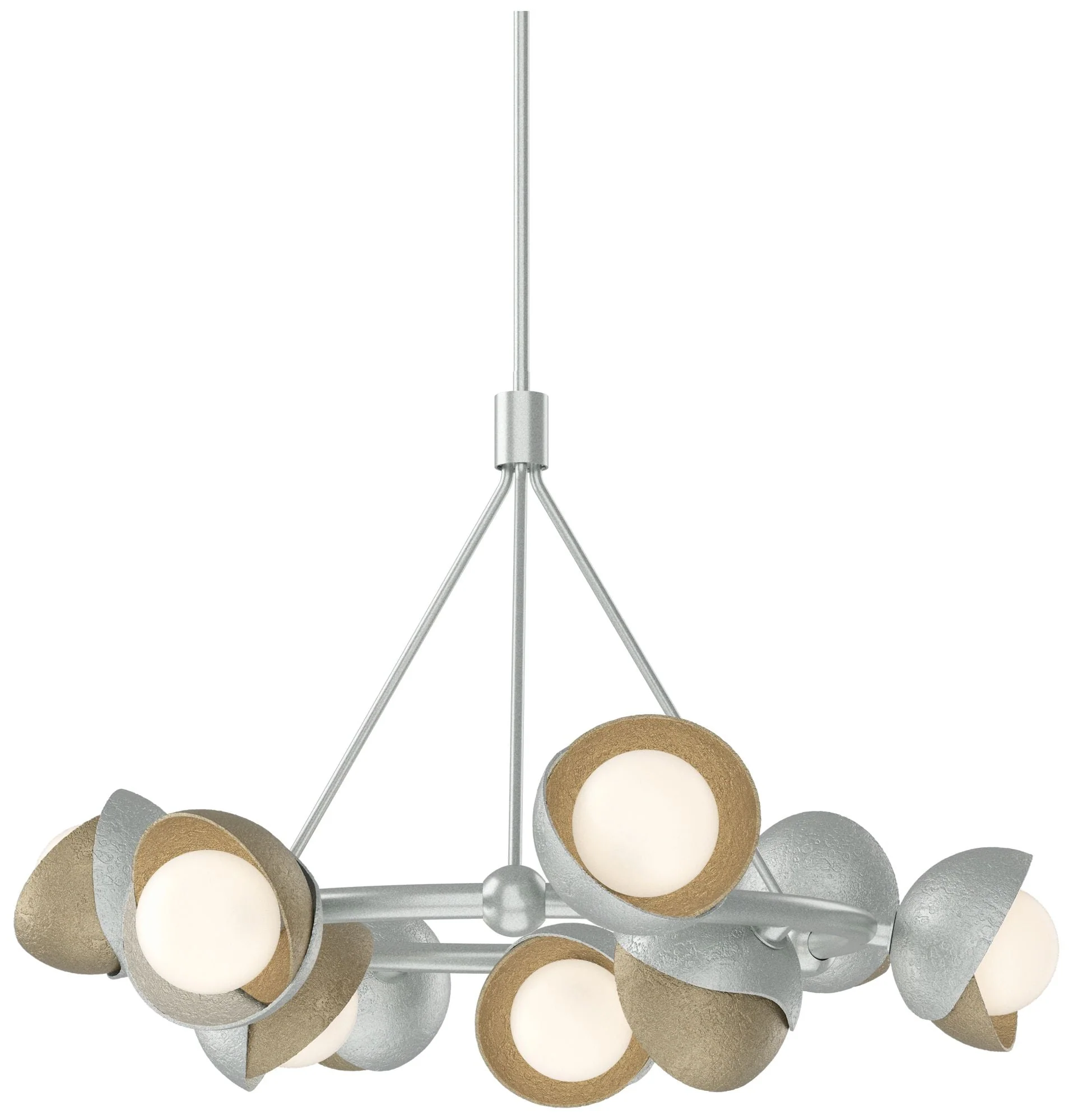 Brooklyn 32"W 9-Light Gold Accented Platinum Double Shade Ring Pendant - Image 1