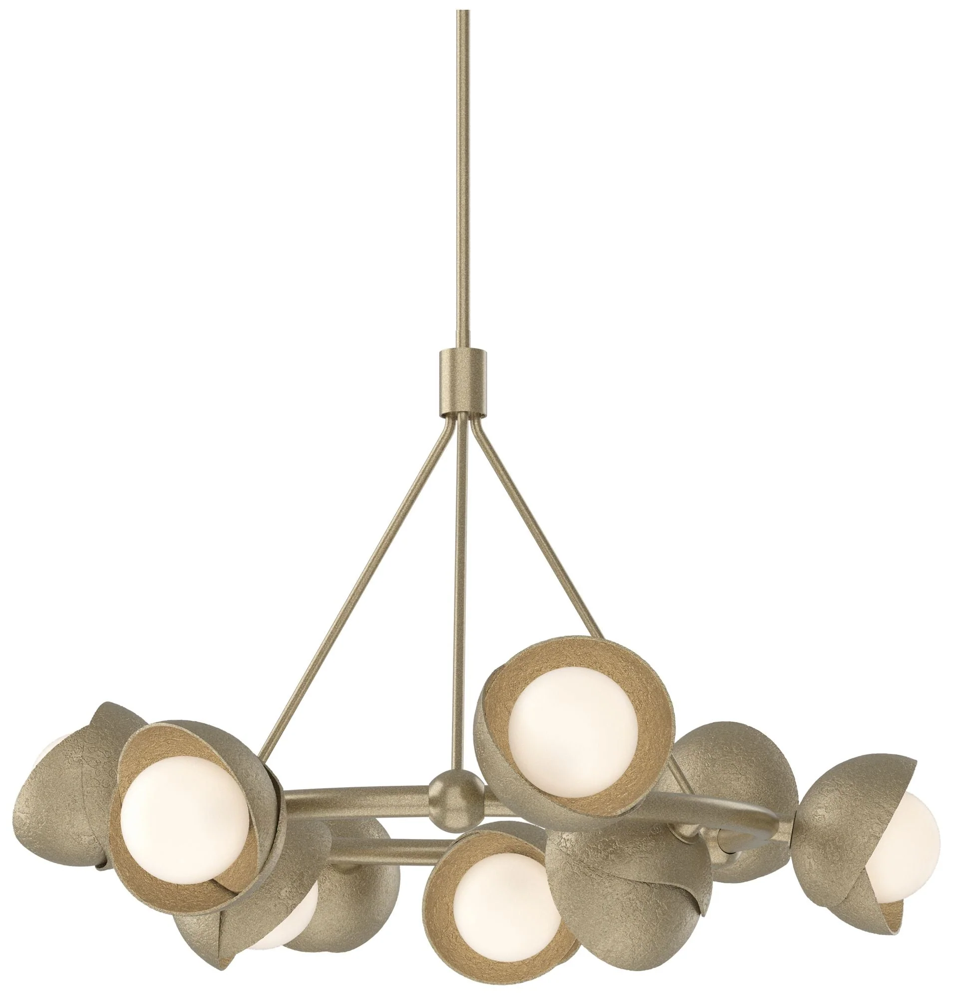 Brooklyn 32"W 9-Light Gold Double Shade Ring Pendant - Image 1