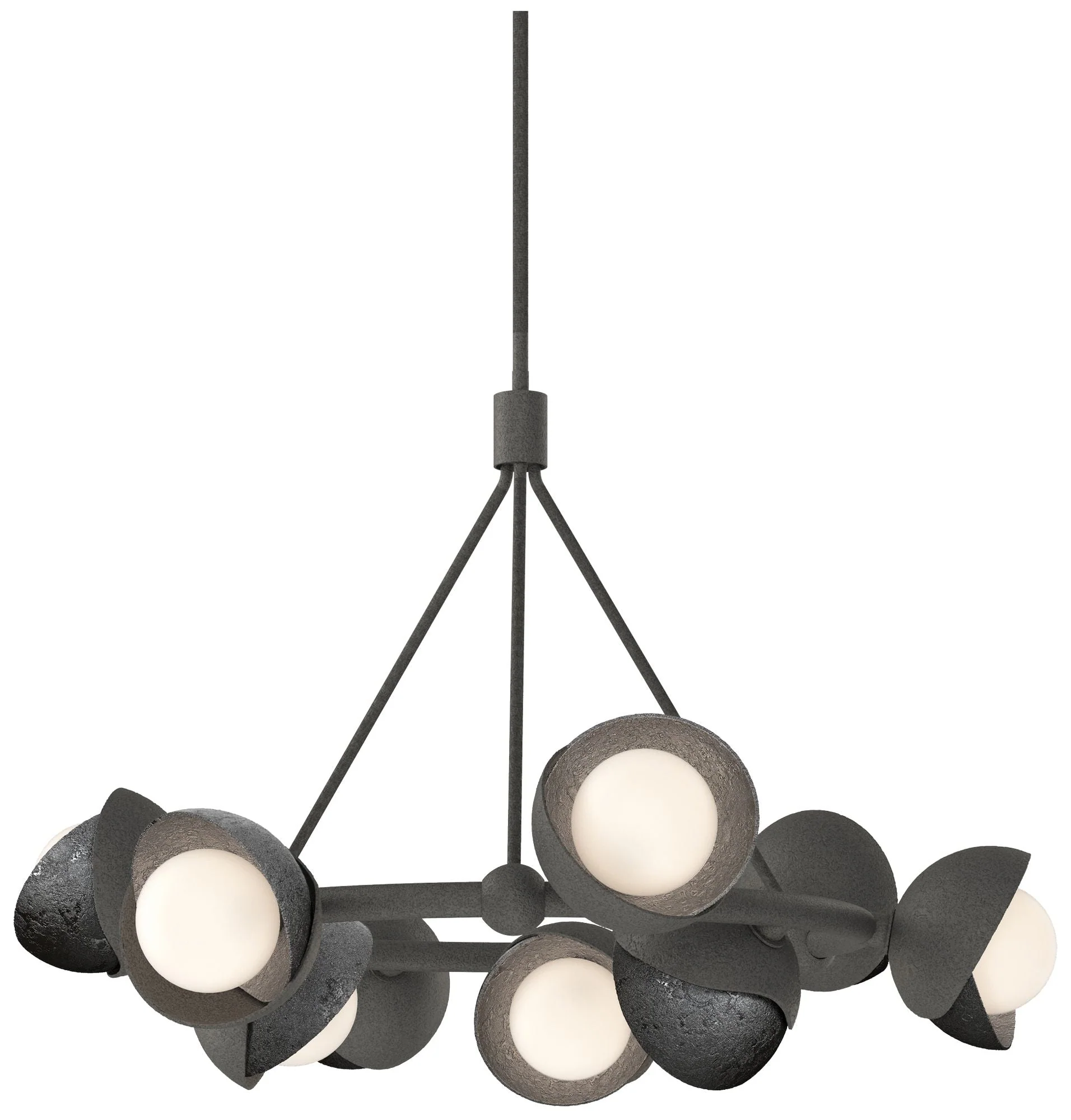 Brooklyn 32"W 9-Light Ink Accented Natural Iron Double Shade Ring Pend - Image 1