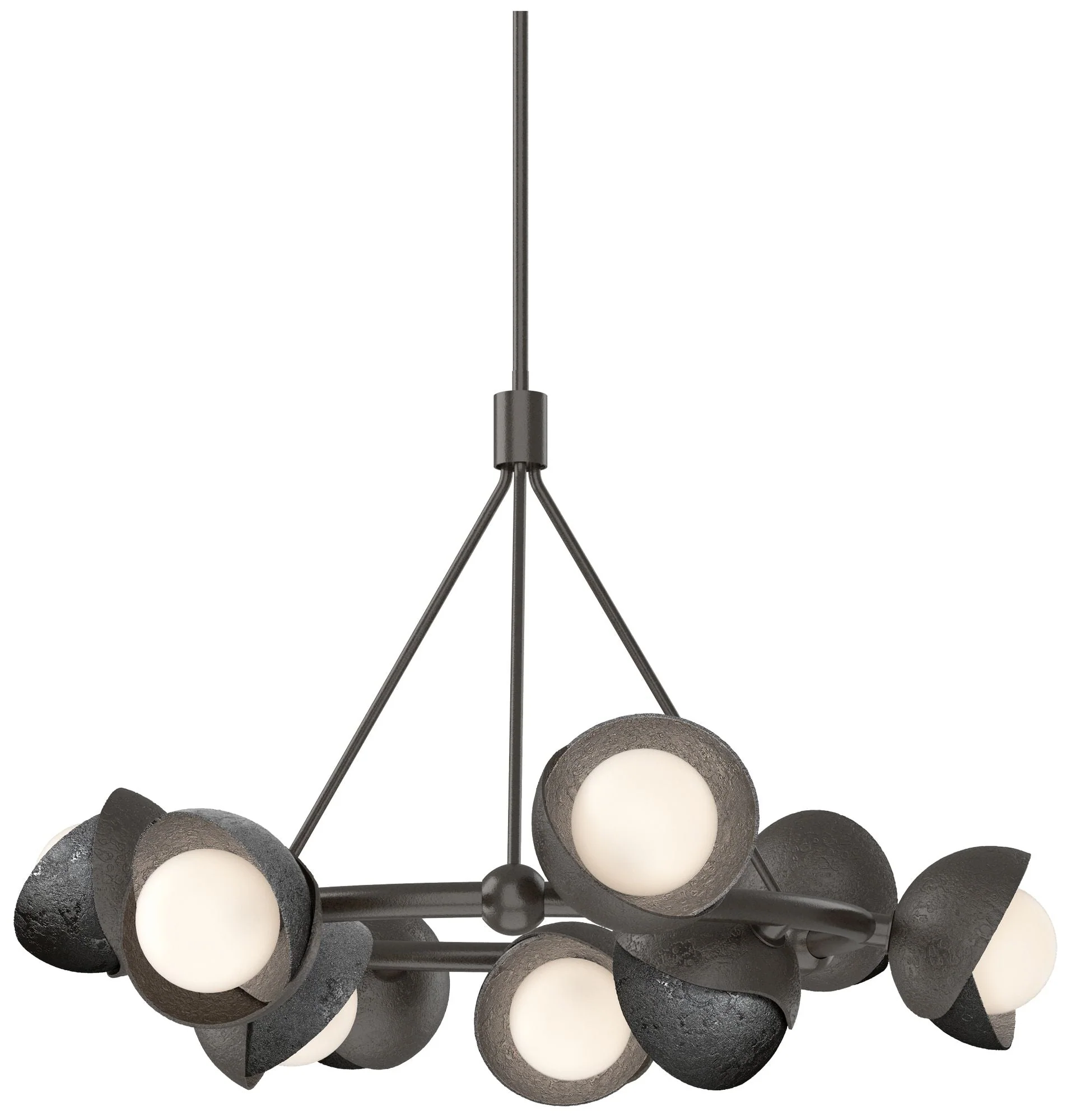 Brooklyn 32"W 9-Light Ink Accented Oiled Bronze Double Shade Ring Pend - Image 1