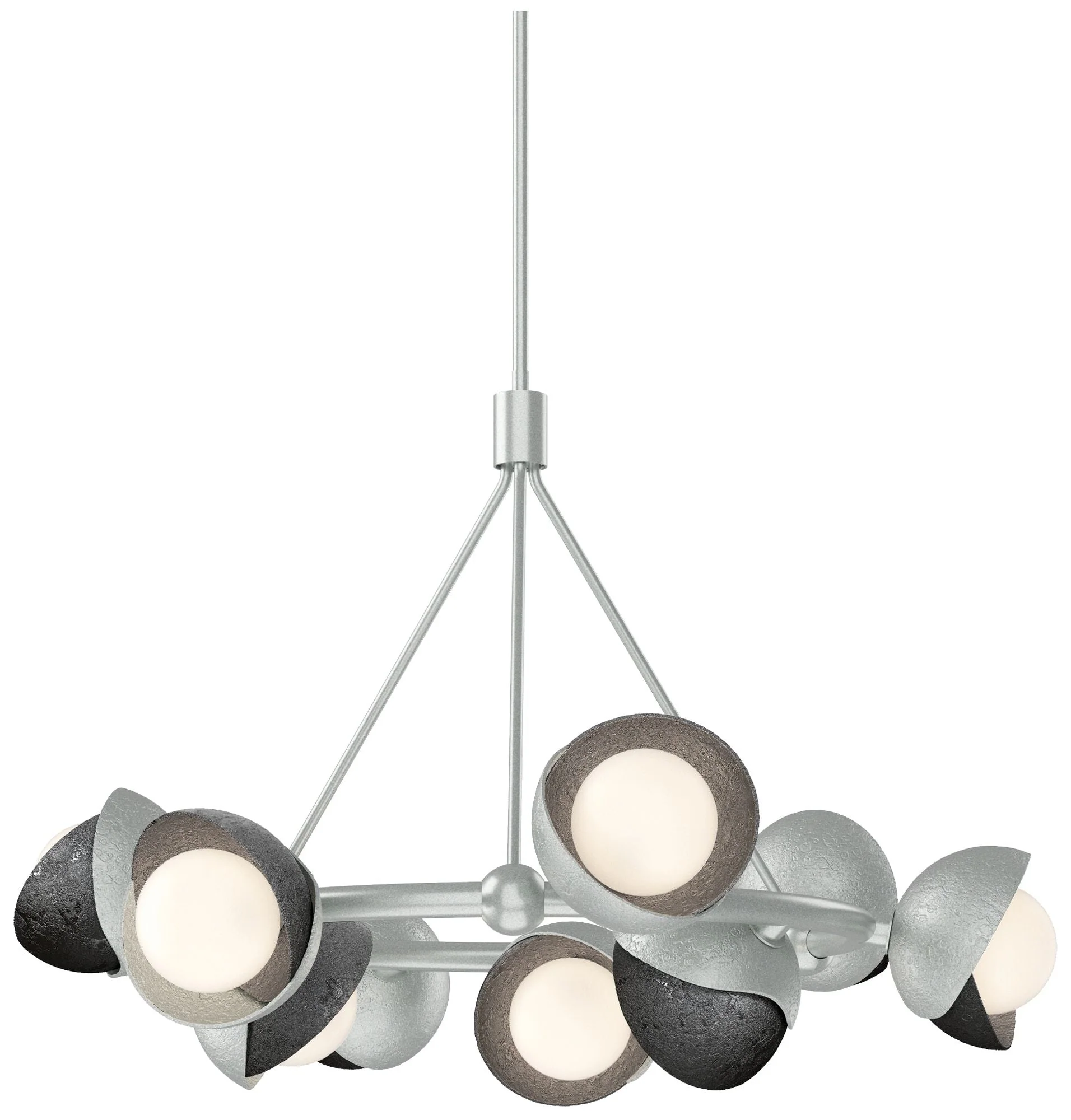 Brooklyn 32"W 9-Light Ink Accented Platinum Double Shade Ring Pendant - Image 1