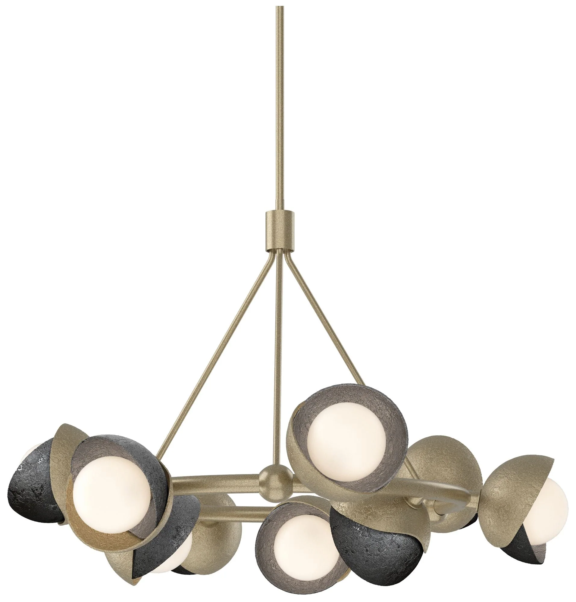 Brooklyn 32"W 9-Light Ink Accented Soft Gold Double Shade Ring Pendant - Image 1
