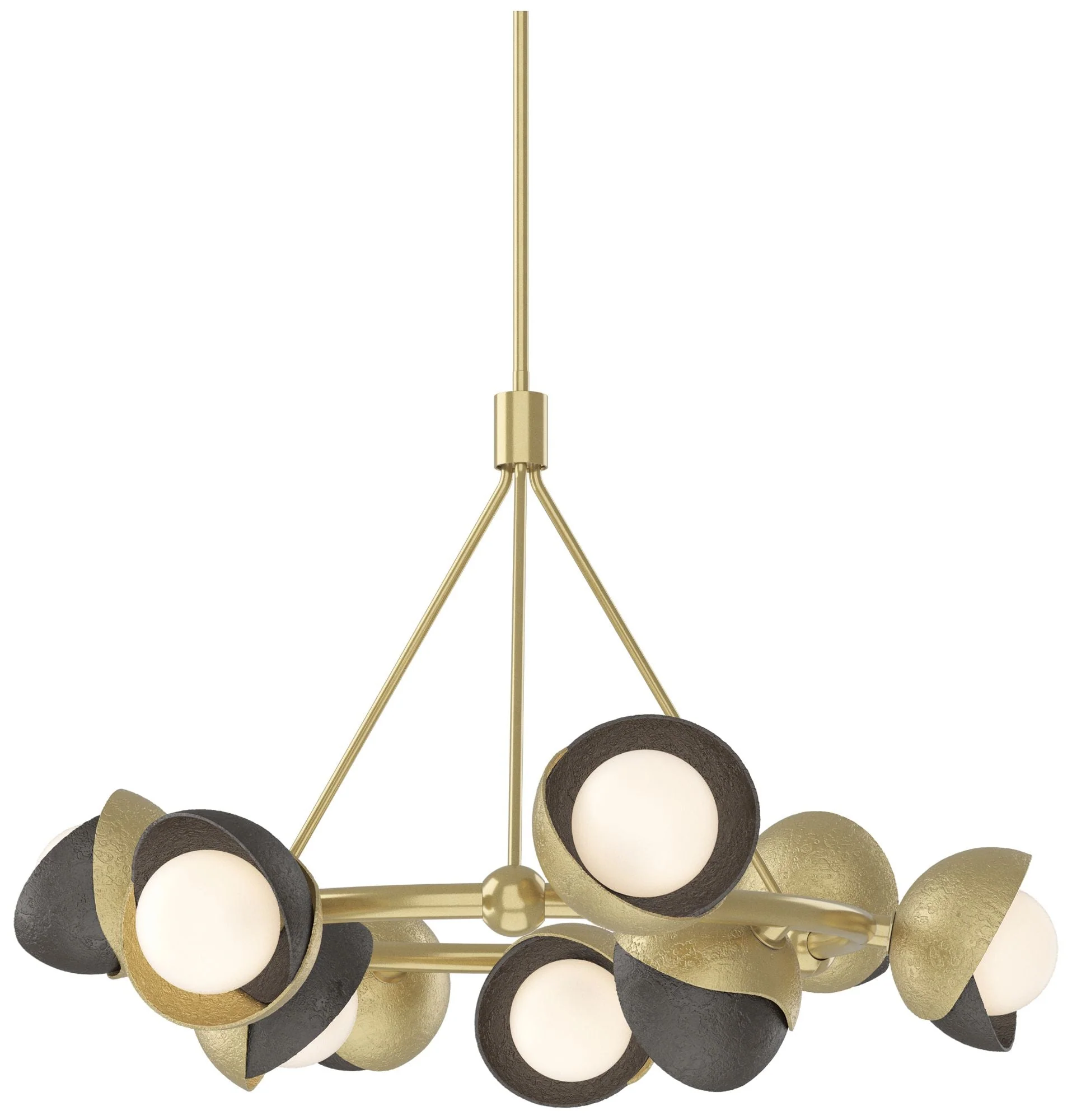 Brooklyn 32"W 9-Light Oiled Bronze Accented Brass Double Shade Ring Pe - Image 1