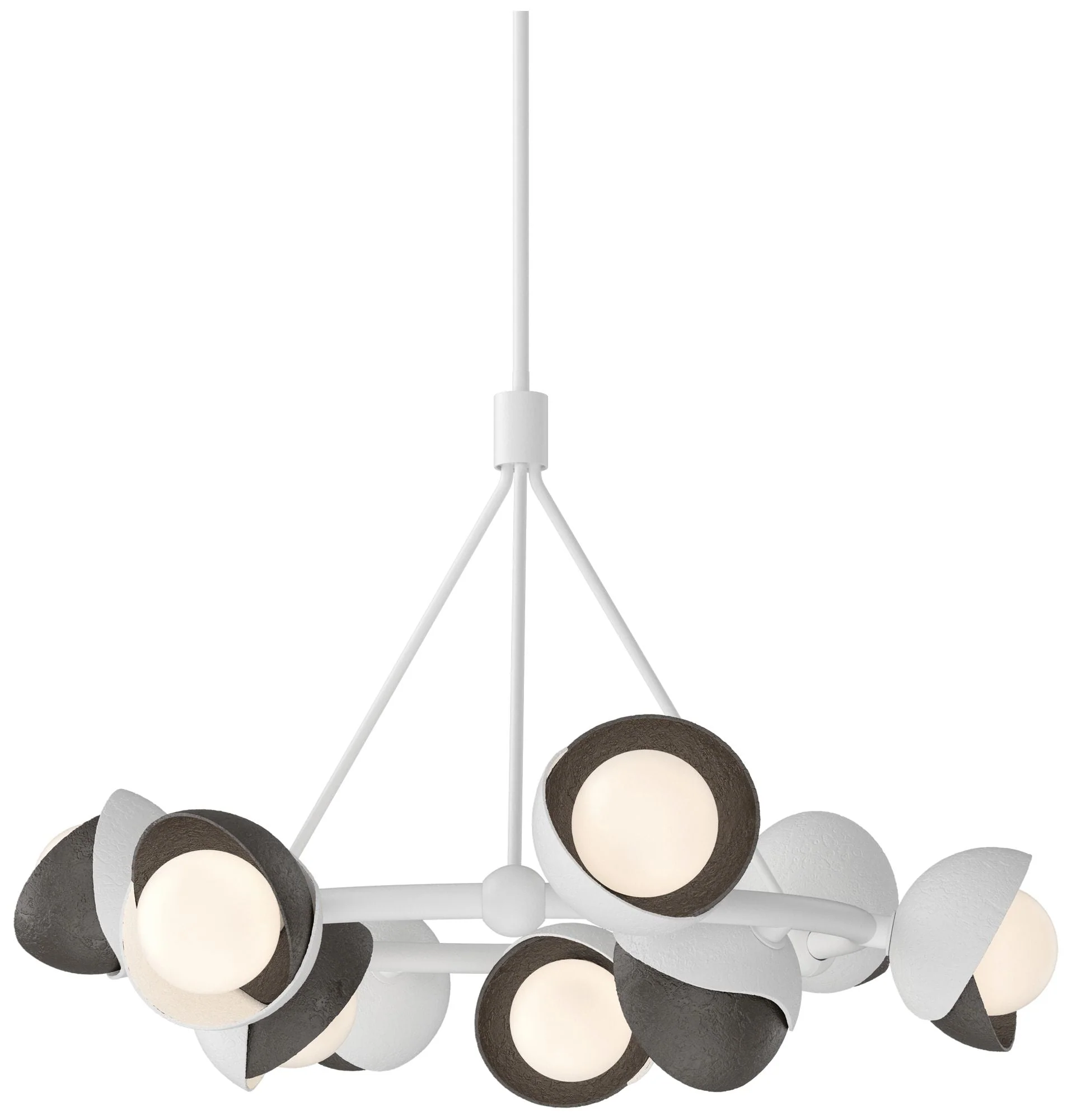 Brooklyn 32"W 9-Light Oiled Bronze Accented White Double Shade Ring Pe - Image 1