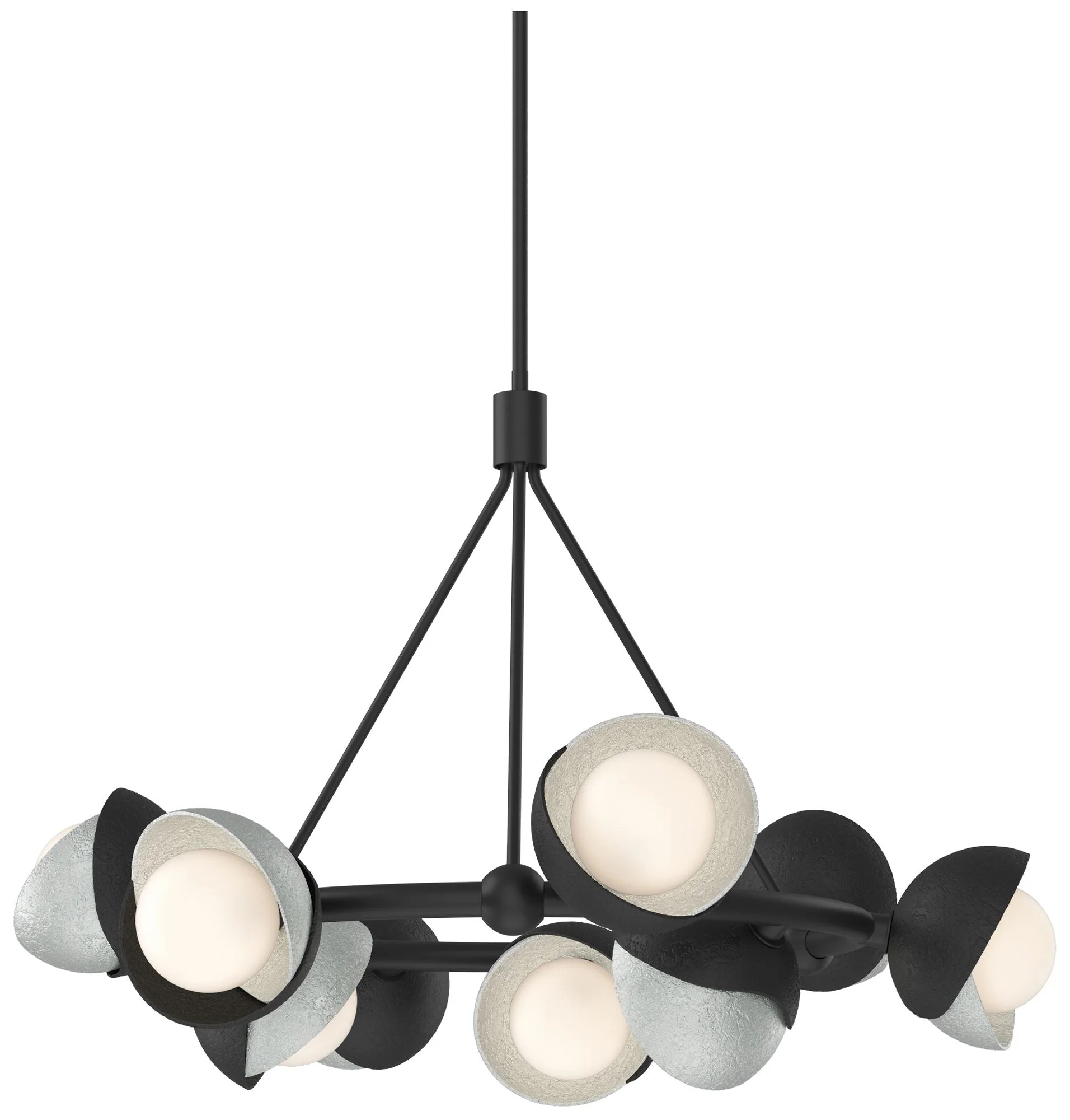 Brooklyn 32"W 9-Light Platinum Accented Black Double Shade Ring Pendan - Image 1