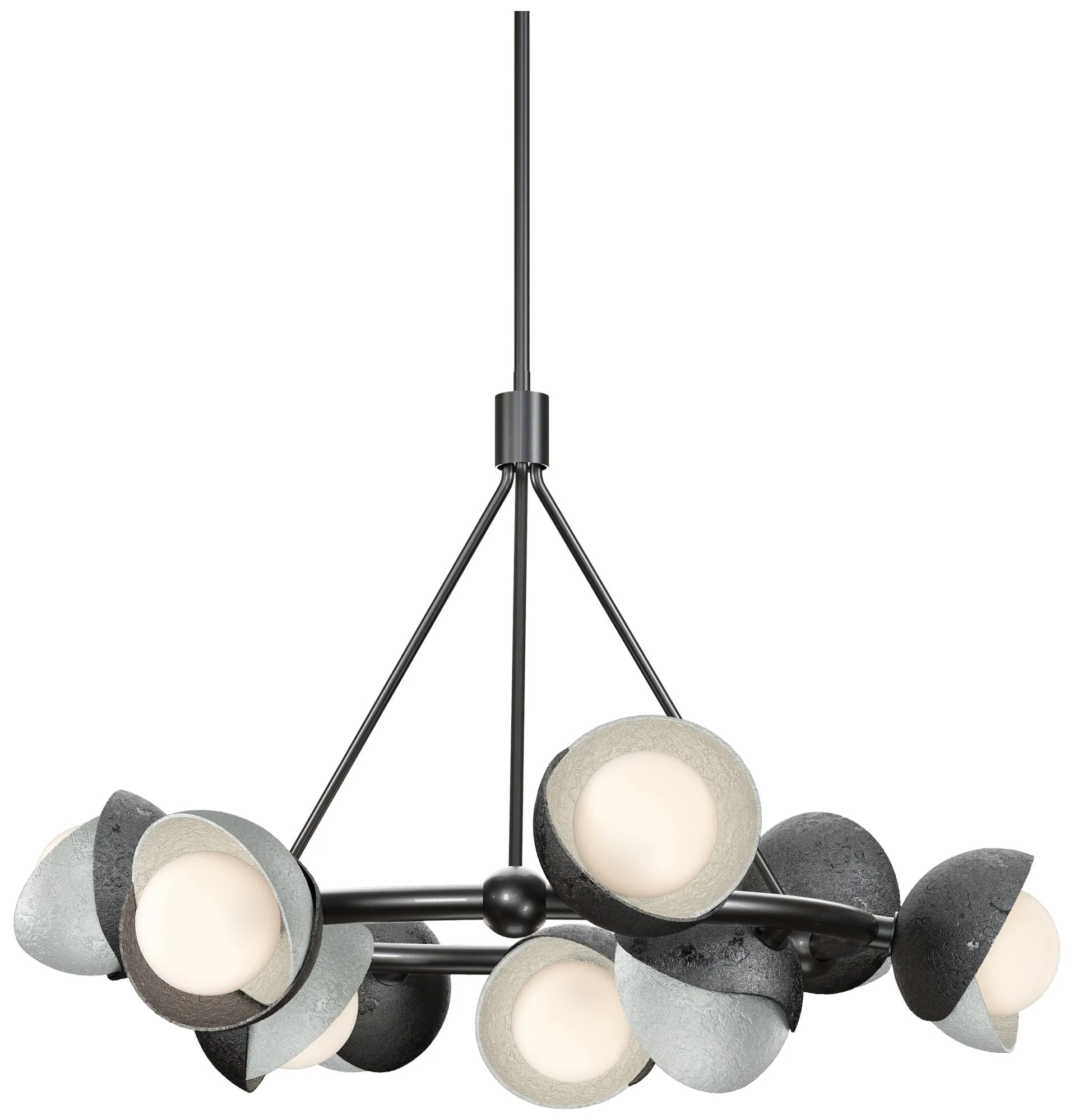 Brooklyn 32"W 9-Light Platinum Accented Ink Double Shade Ring Pendant - Image 1