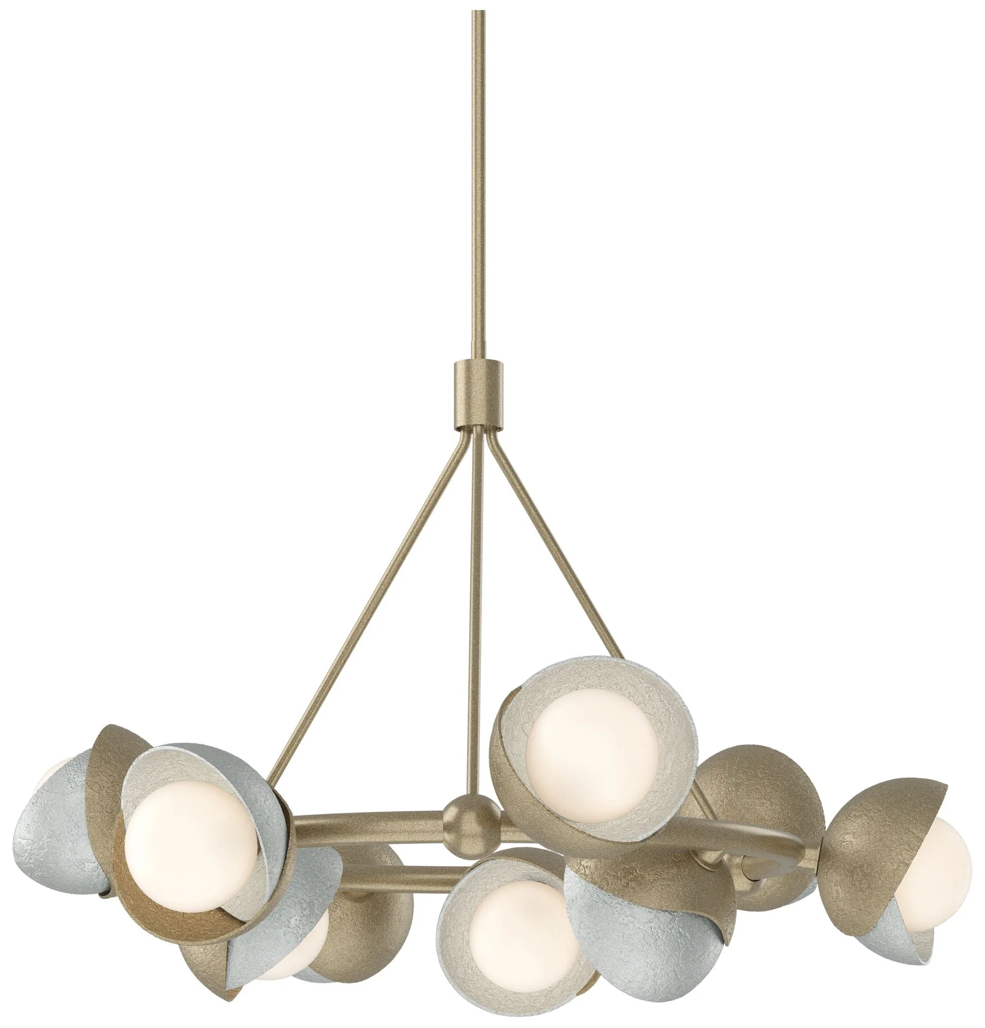 Brooklyn 32"W 9-Light Platinum Accented Soft Gold Double Shade Ring Pe - Image 1
