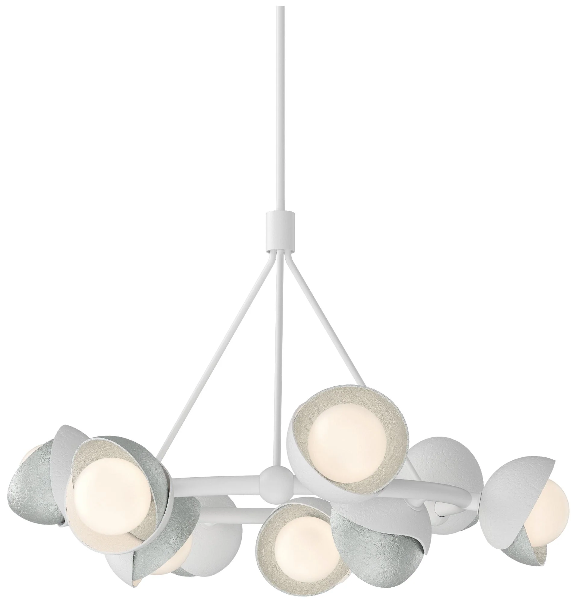 Brooklyn 32"W 9-Light Platinum Accented White Double Shade Ring Pendan - Image 1