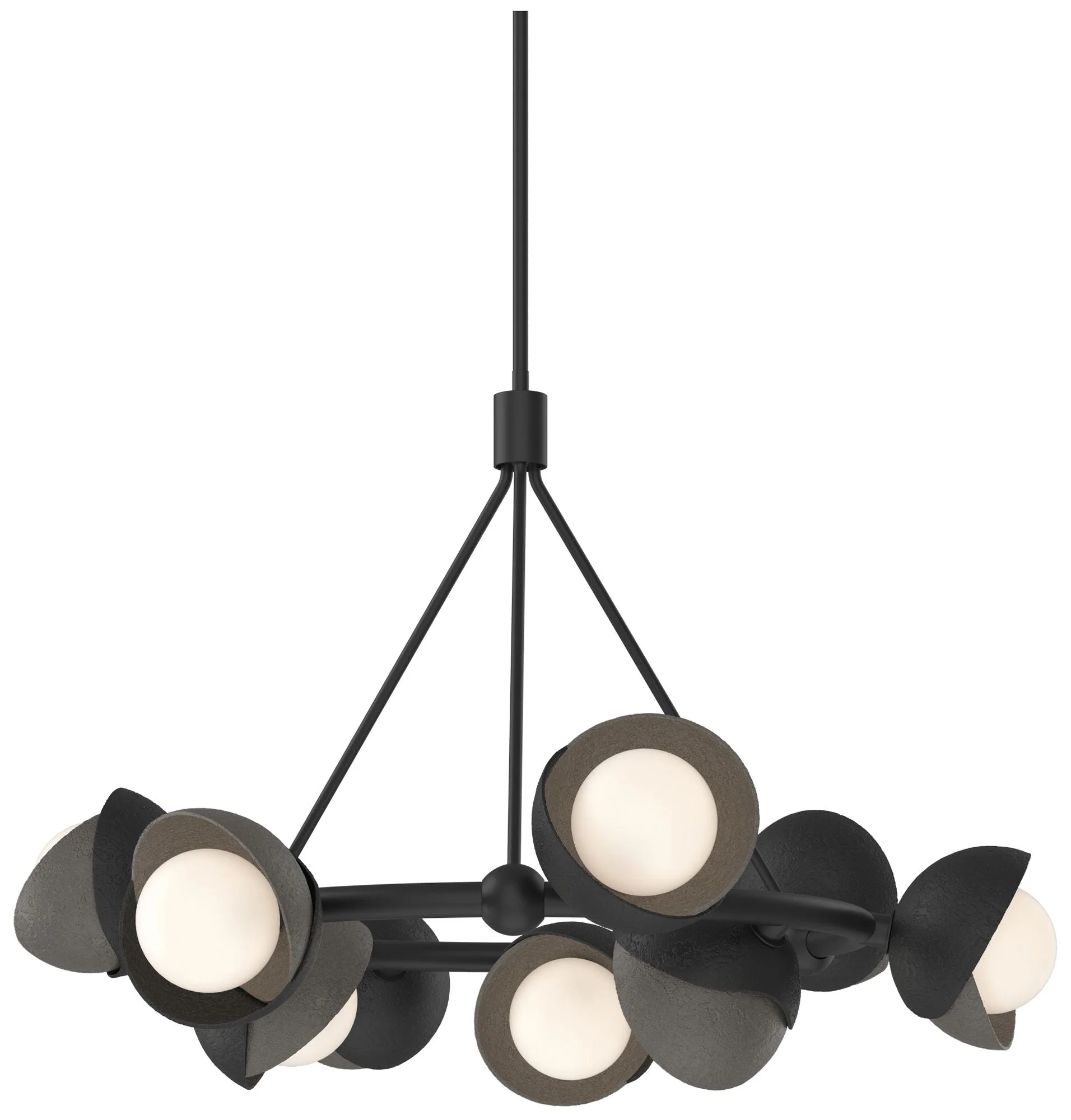 Brooklyn 32"W 9-Light Smoke Accented Black Double Shade Ring Pendant - Image 1