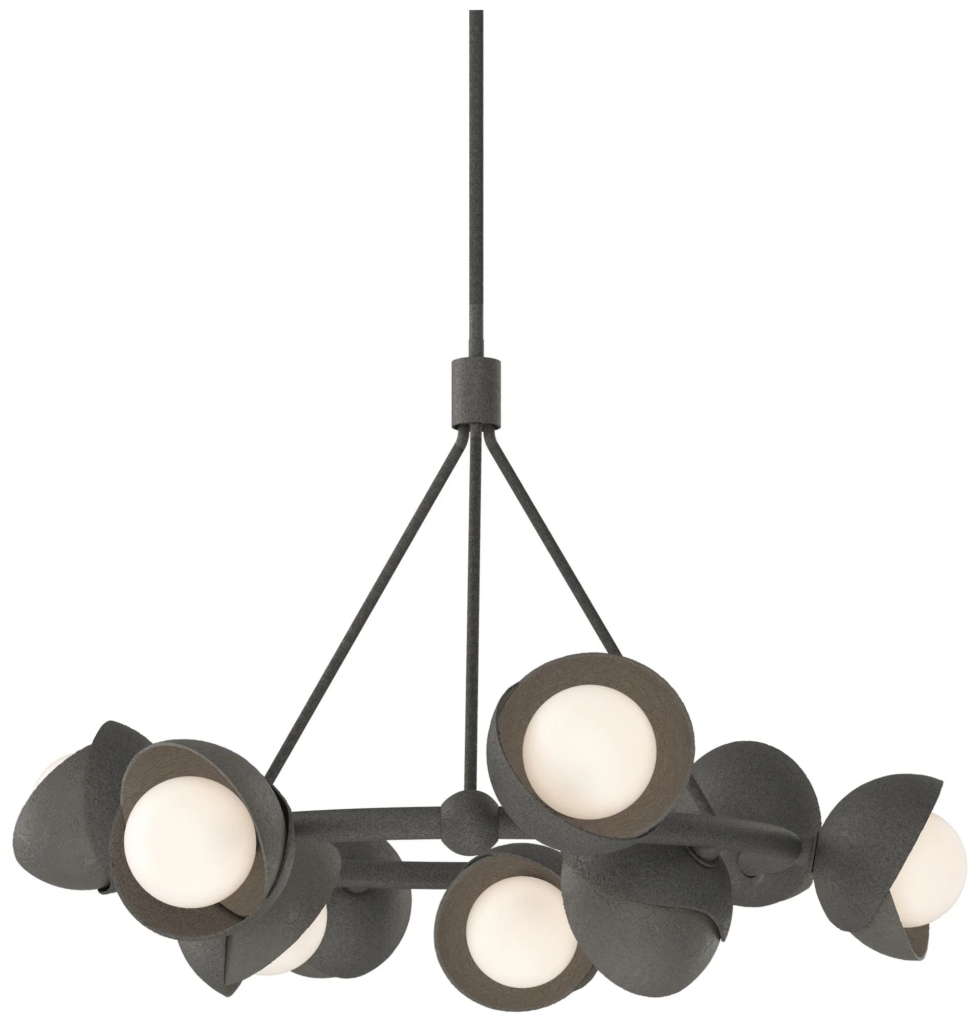 Brooklyn 32"W 9-Light Smoke Accented Natural Iron Double Shade Ring Pe - Image 1