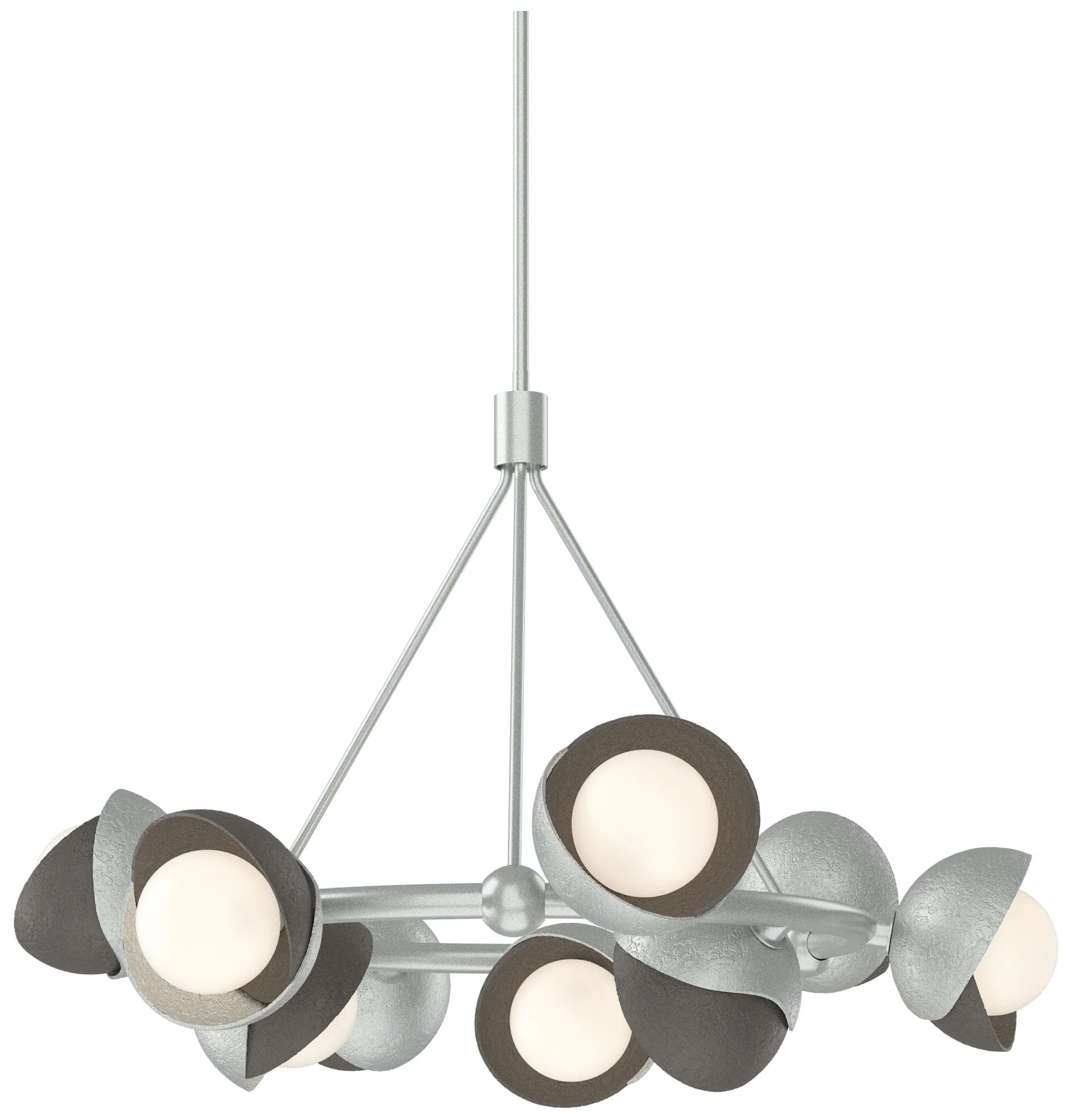 Brooklyn 32"W 9-Light Smoke Accented Platinum Double Shade Ring Pendan - Image 1