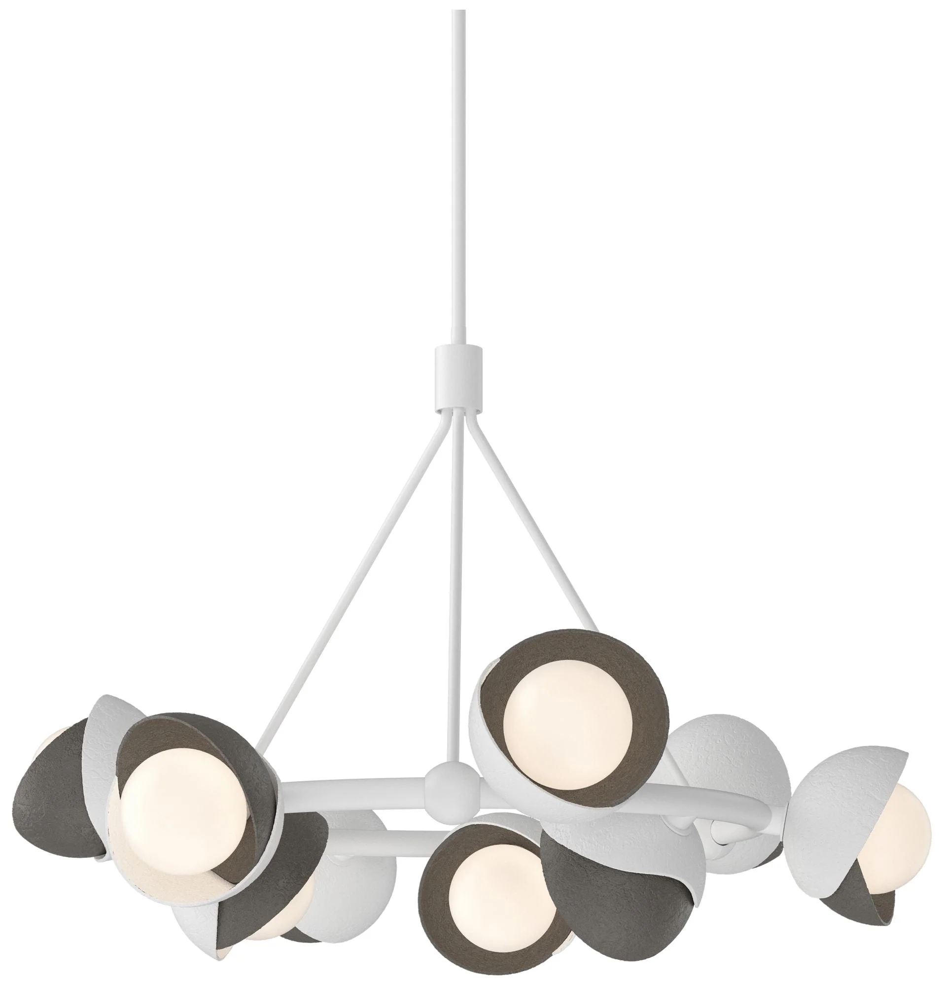 Brooklyn 32"W 9-Light Smoke Accented White Double Shade Ring Pendant - Image 1