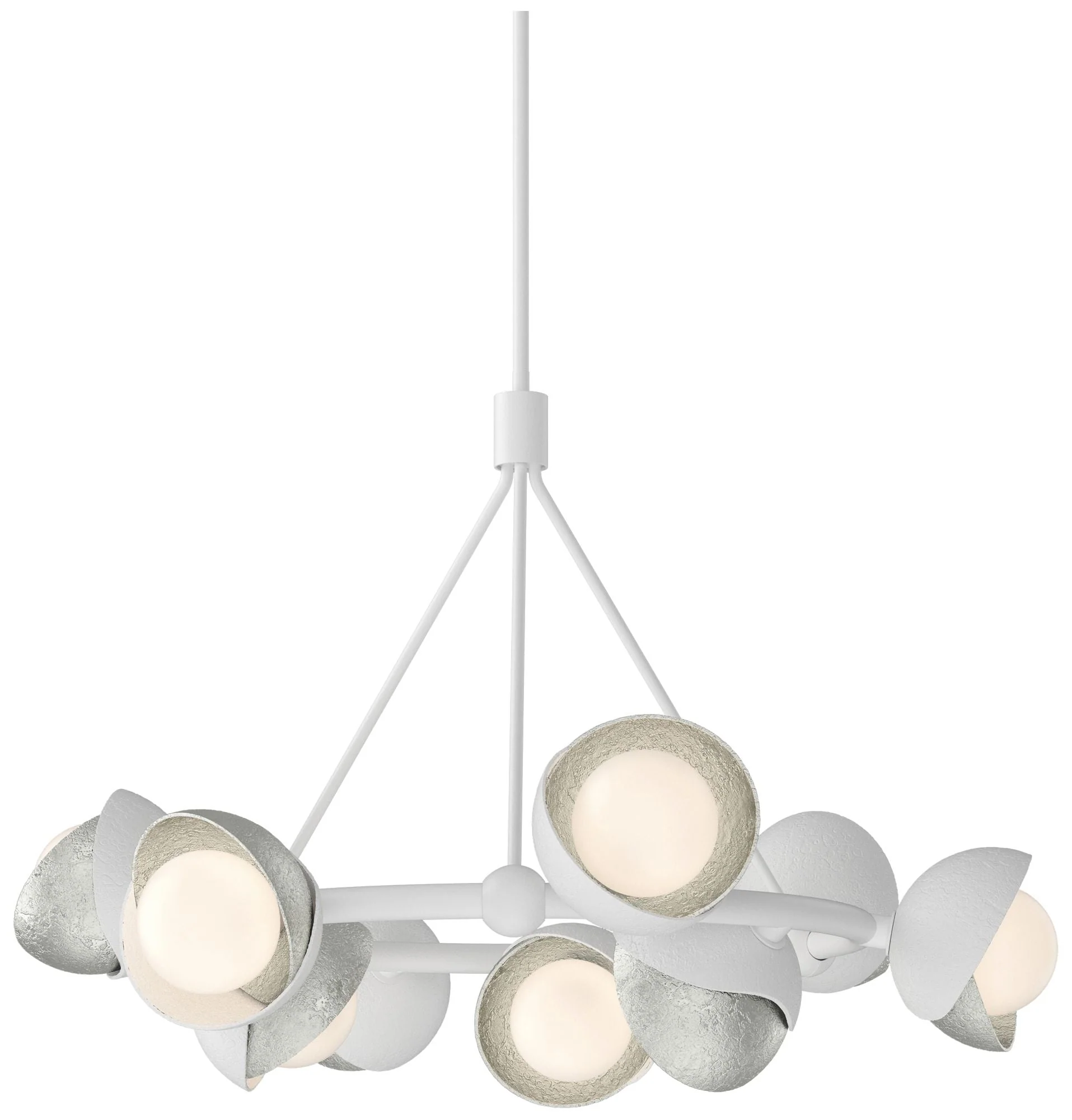 Brooklyn 32"W 9-Light Sterling Accented White Double Shade Ring Pendan - Image 1