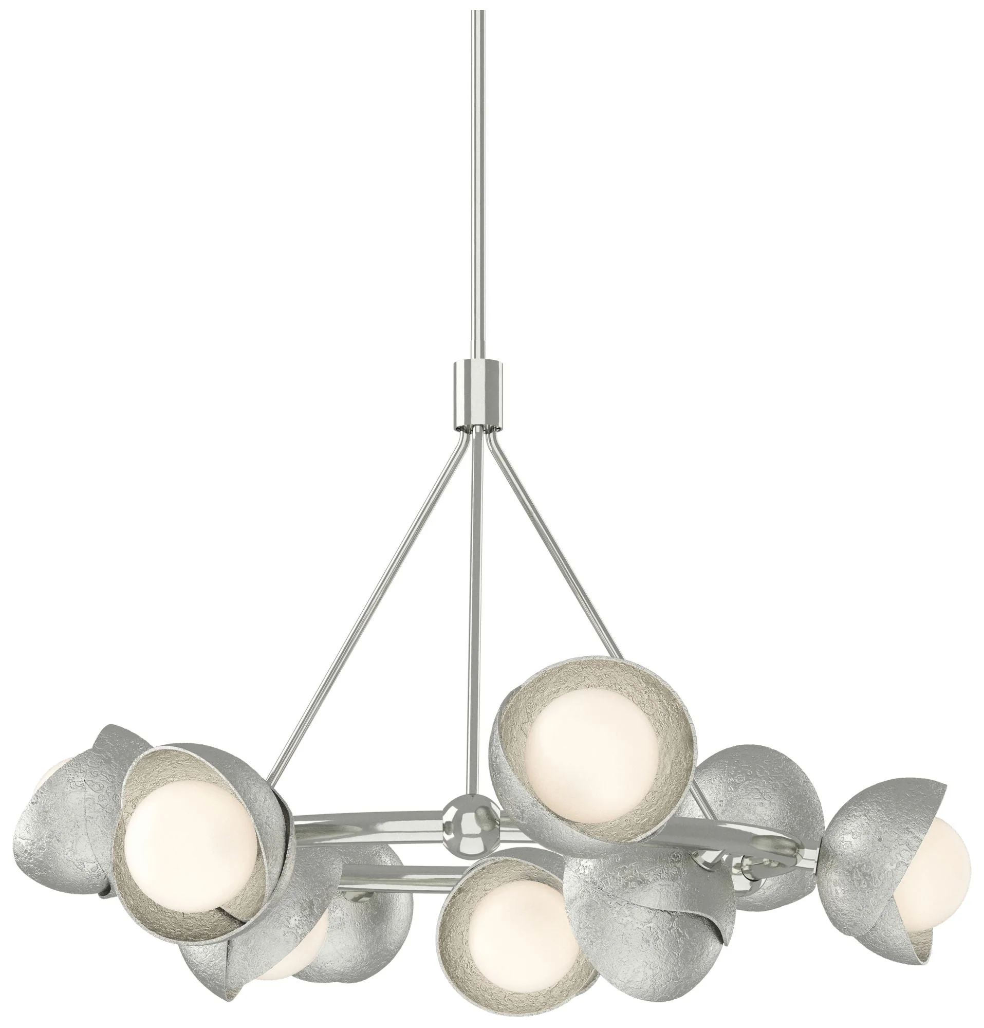 Brooklyn 32"W 9-Light Sterling Double Shade Ring Pendant - Image 1