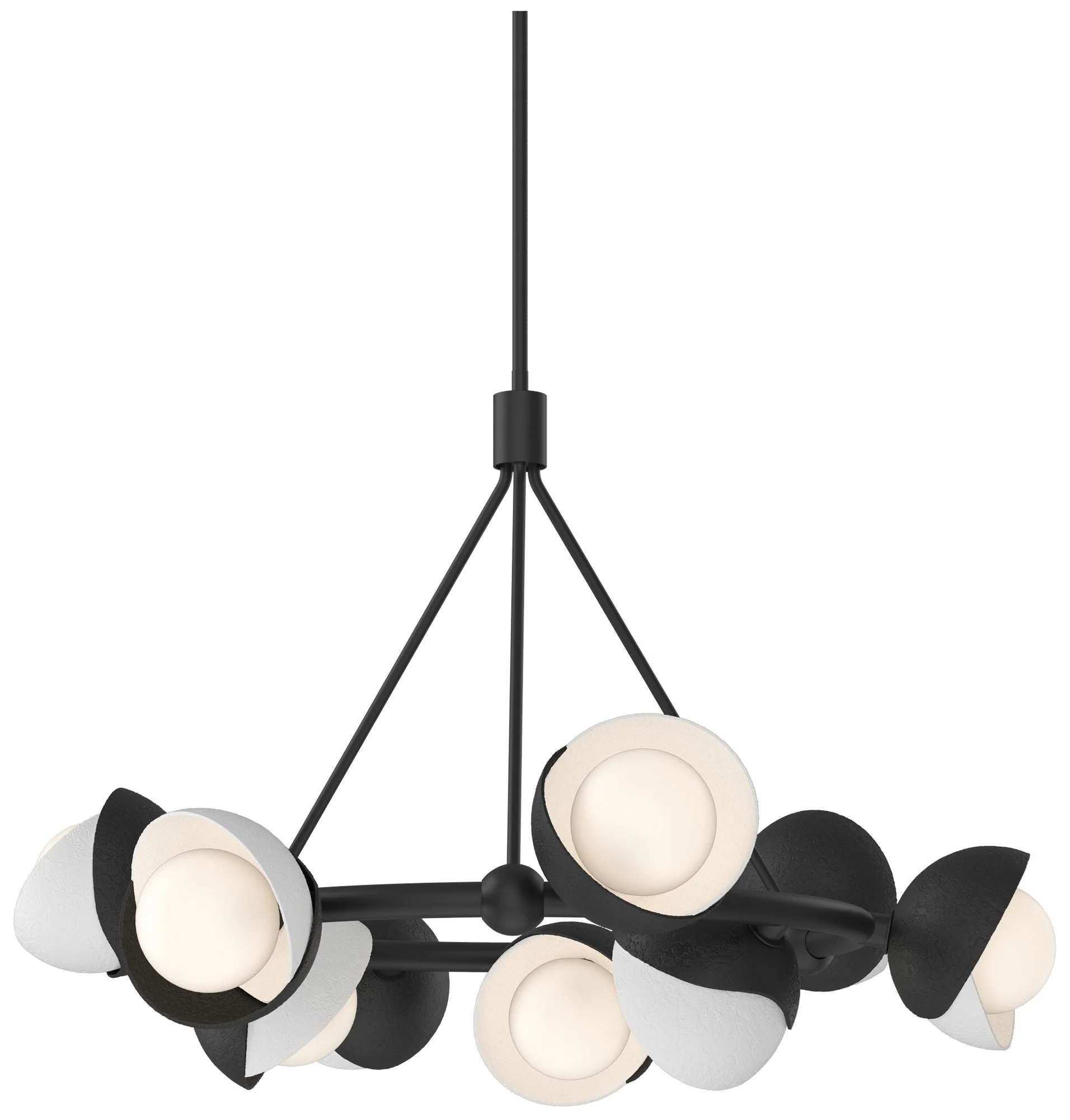 Brooklyn 32"W 9-Light White Accented Black Double Shade Ring Pendant - Image 1