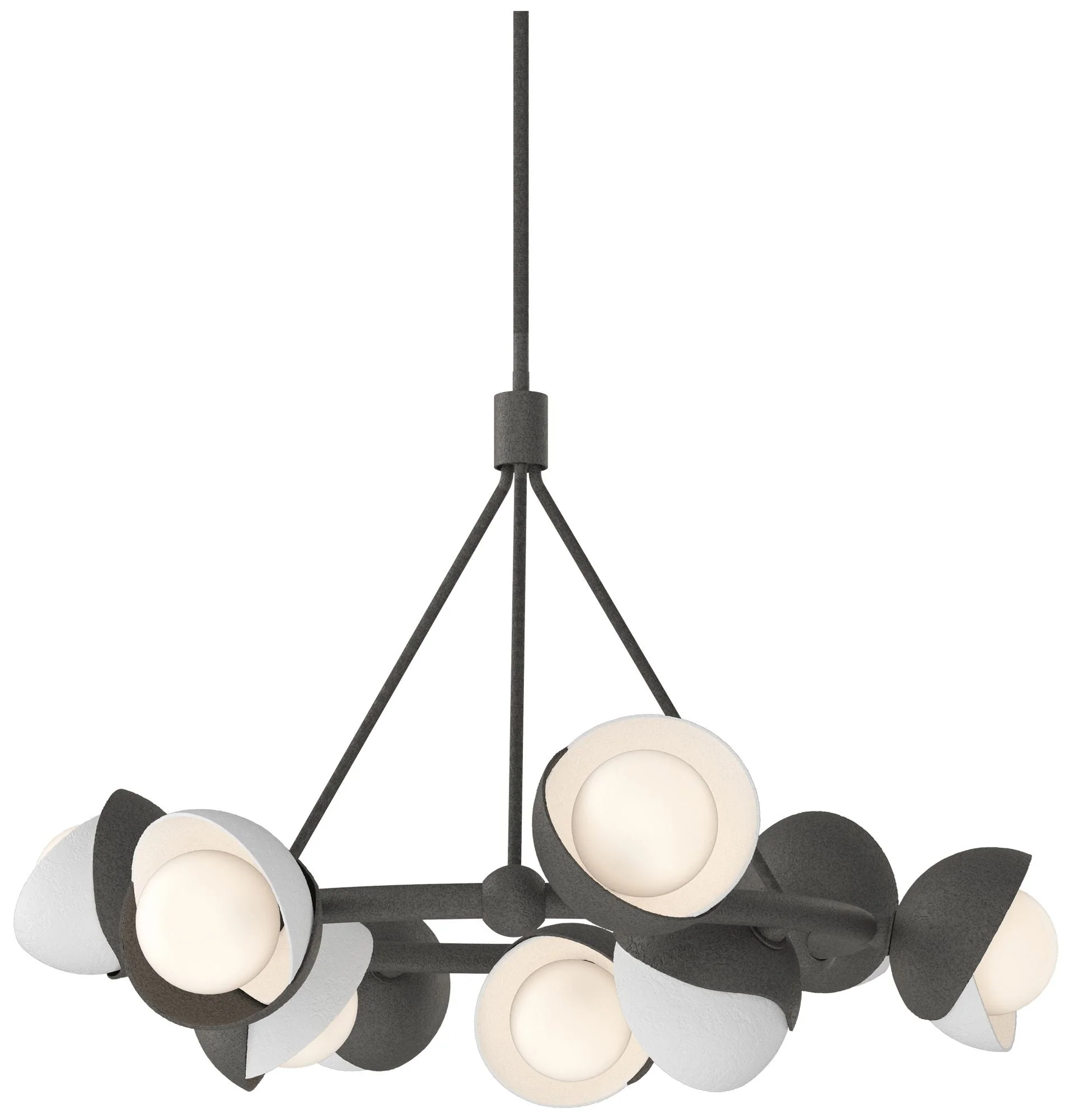 Brooklyn 32"W 9-Light White Accented Natural Iron Double Shade Ring Pe - Image 1