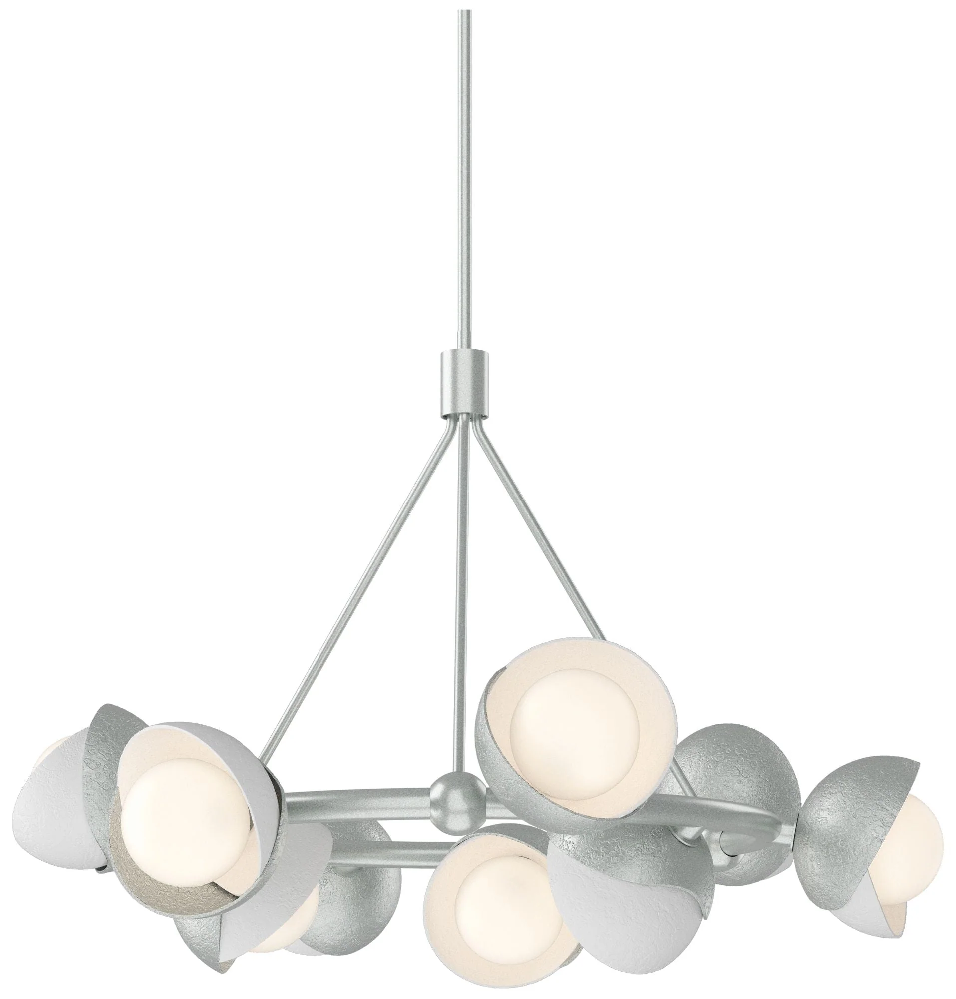 Brooklyn 32"W 9-Light White Accented Platinum Double Shade Ring Pendan - Image 1