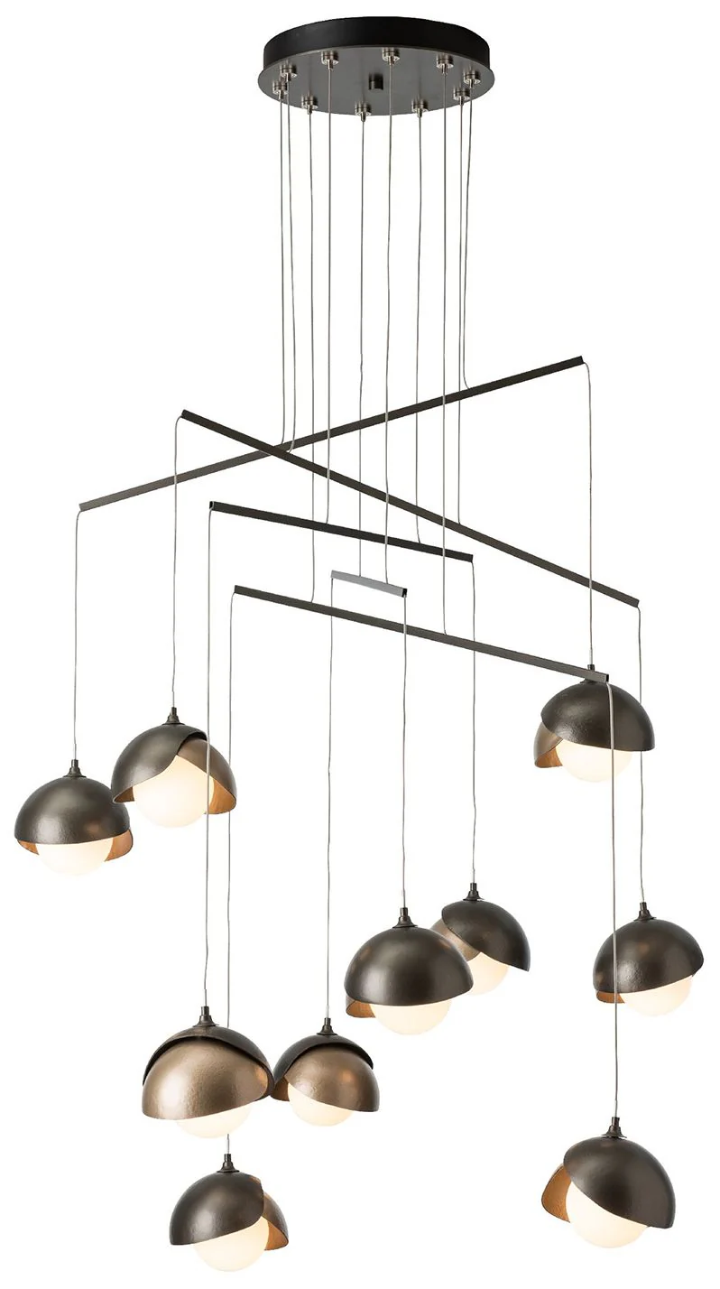 Brooklyn 38"W 10-Light Dark Smoke And Gold Double Shade Mobile Pendant - Image 1