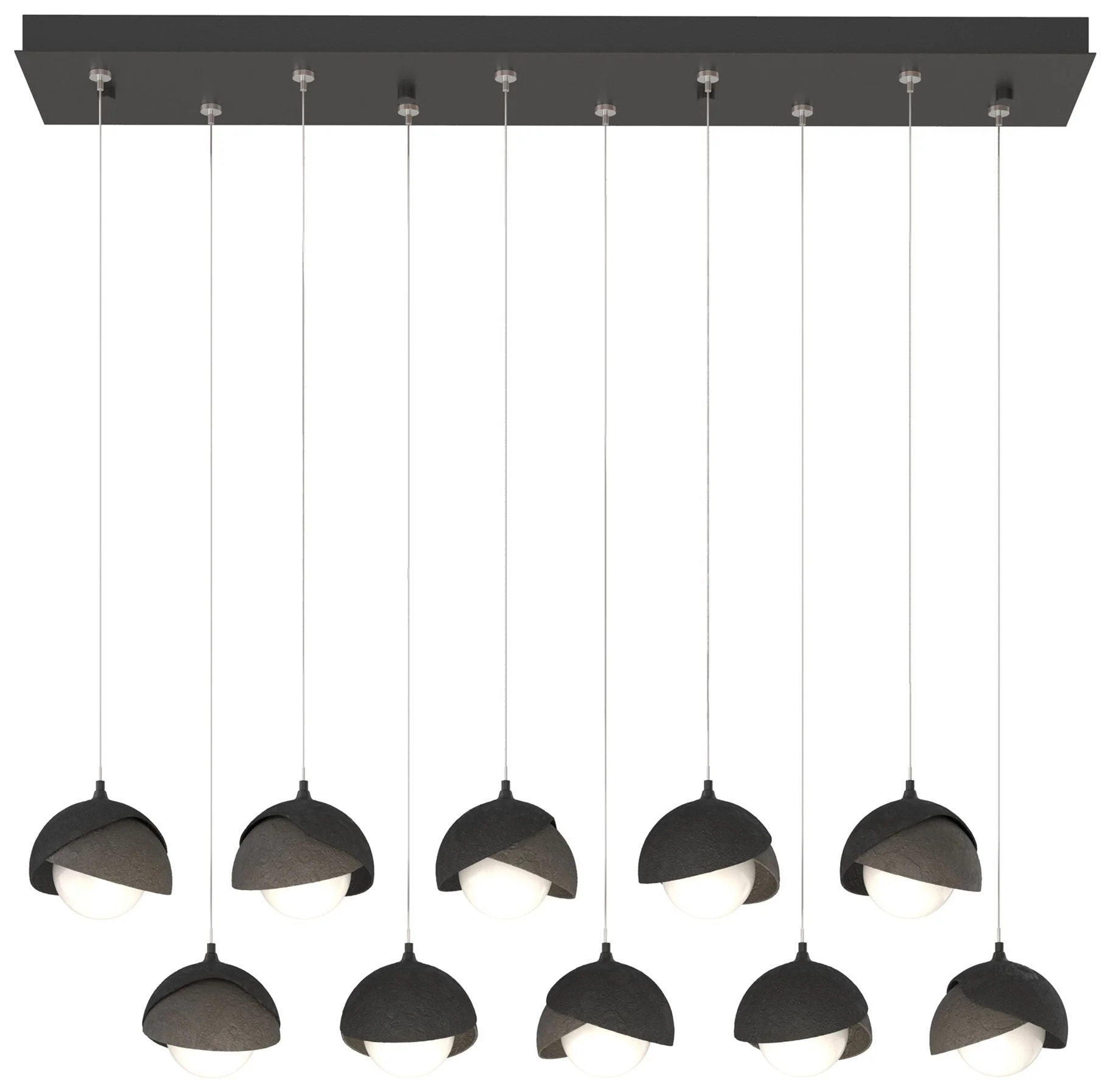 Brooklyn 44.5" Black & Dark Smoke Rectangular Long 2-Shade Pendant - Image 1