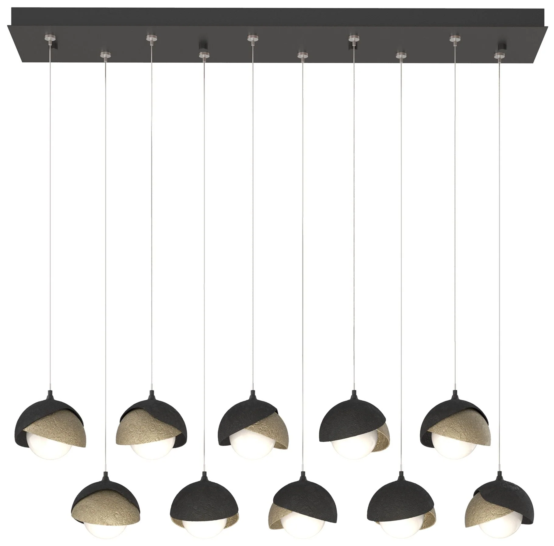 Brooklyn 44.5" Black & Gold Rectangular Long 2-Shade Pendant - Image 1