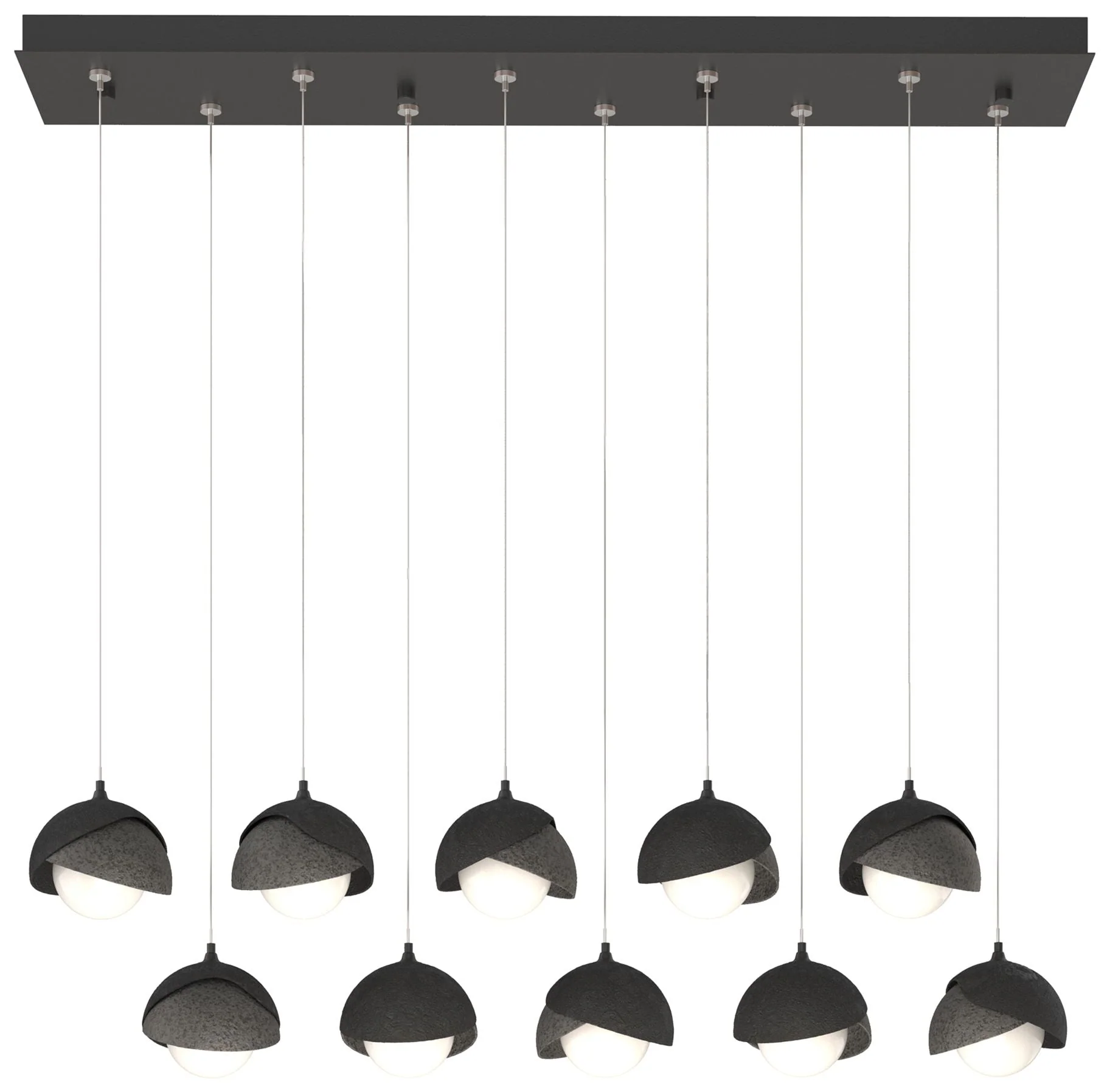 Brooklyn 44.5" Black & Iron Rectangular Long 2-Shade Pendant - Image 1