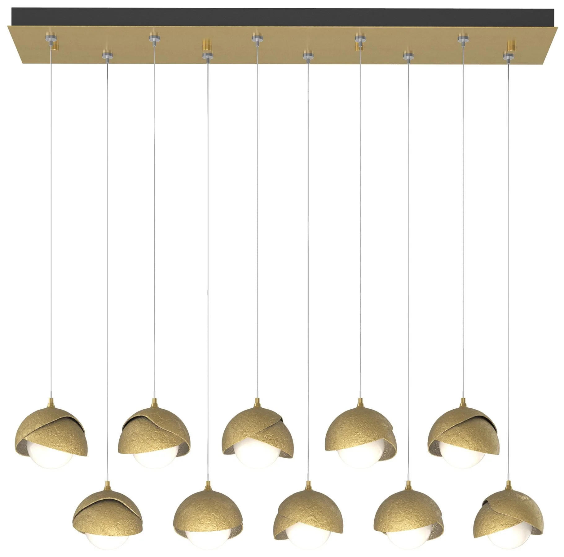 Brooklyn 44.5" Brass & Brass Rectangular Long 2-Shade Pendant - Image 1