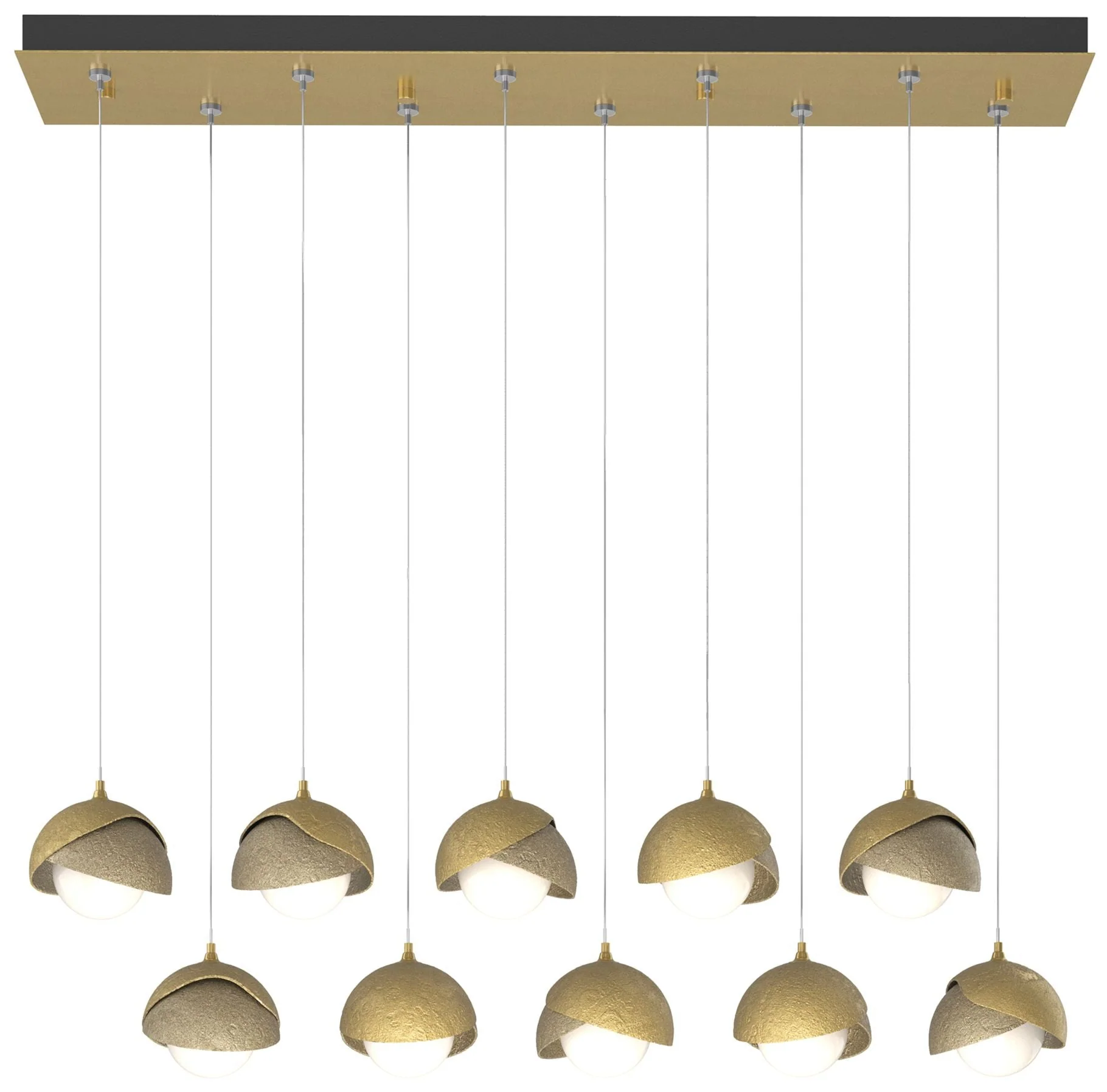 Brooklyn 44.5" Brass & Gold Rectangular Long 2-Shade Pendant - Image 1