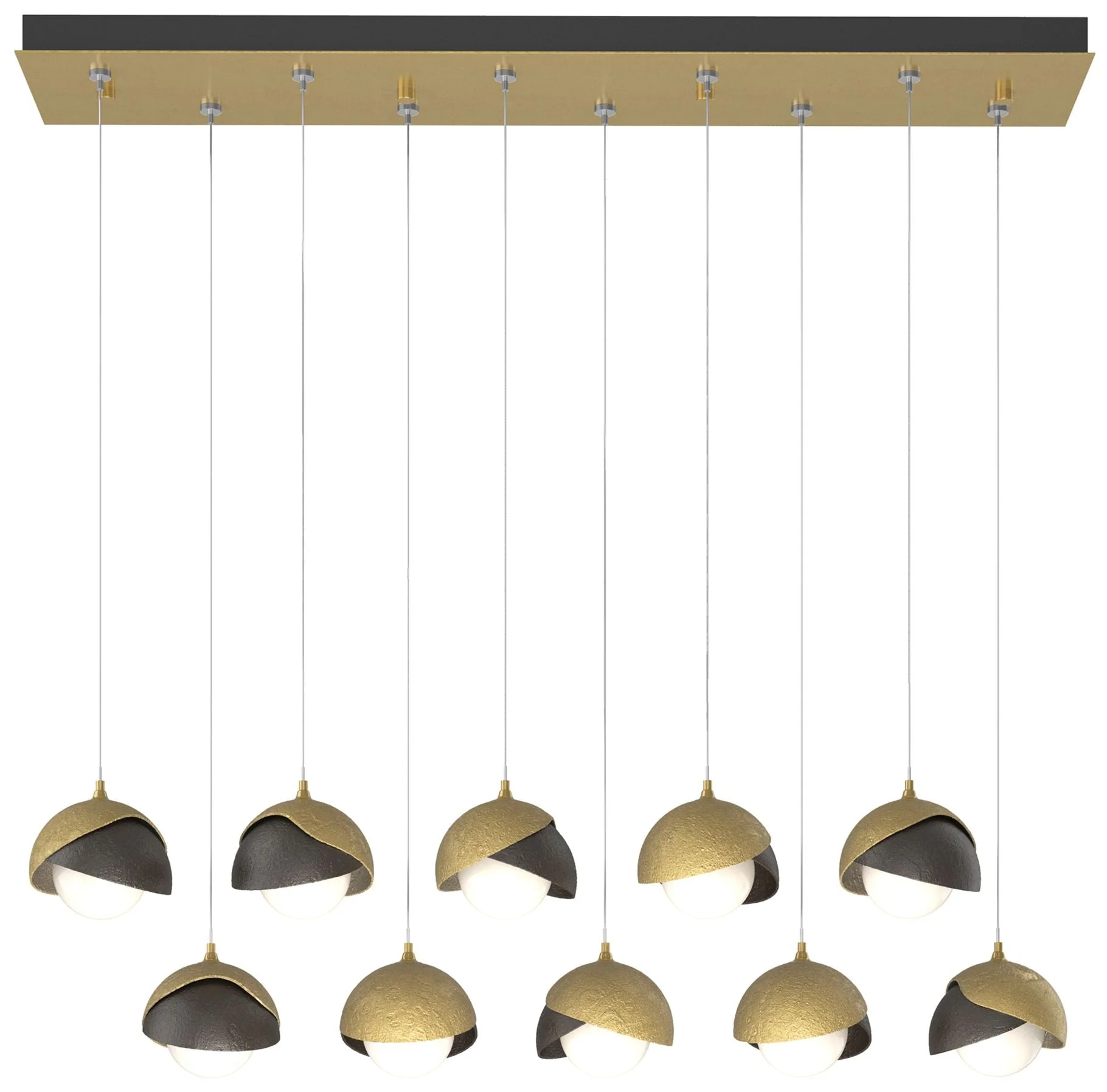 Brooklyn 44.5" Brass & Oil Rubbed Bronze Rectangular Long 2-Shade - Image 1