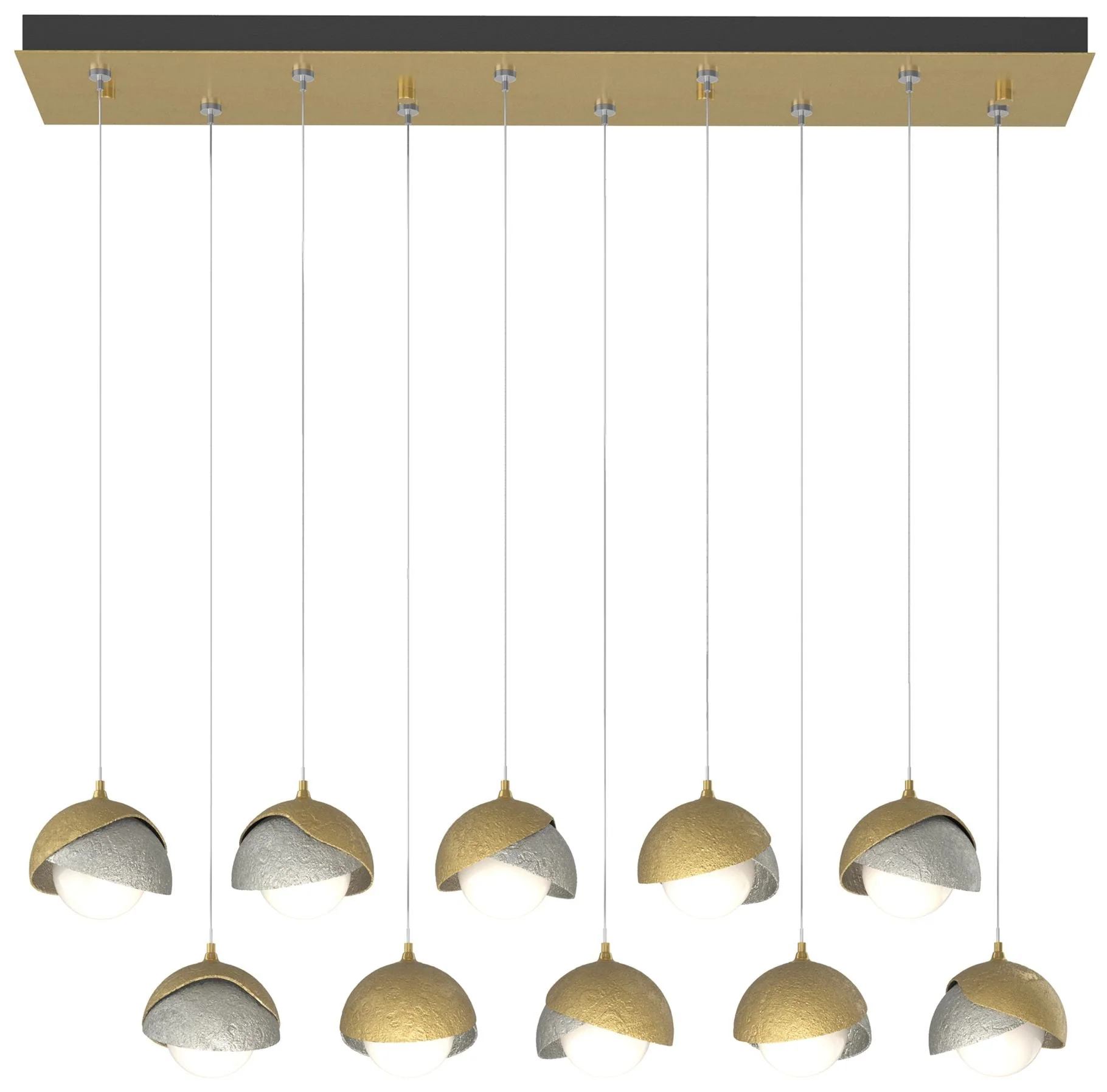Brooklyn 44.5" Brass & Sterling Rectangular Long 2-Shade Pendant - Image 1