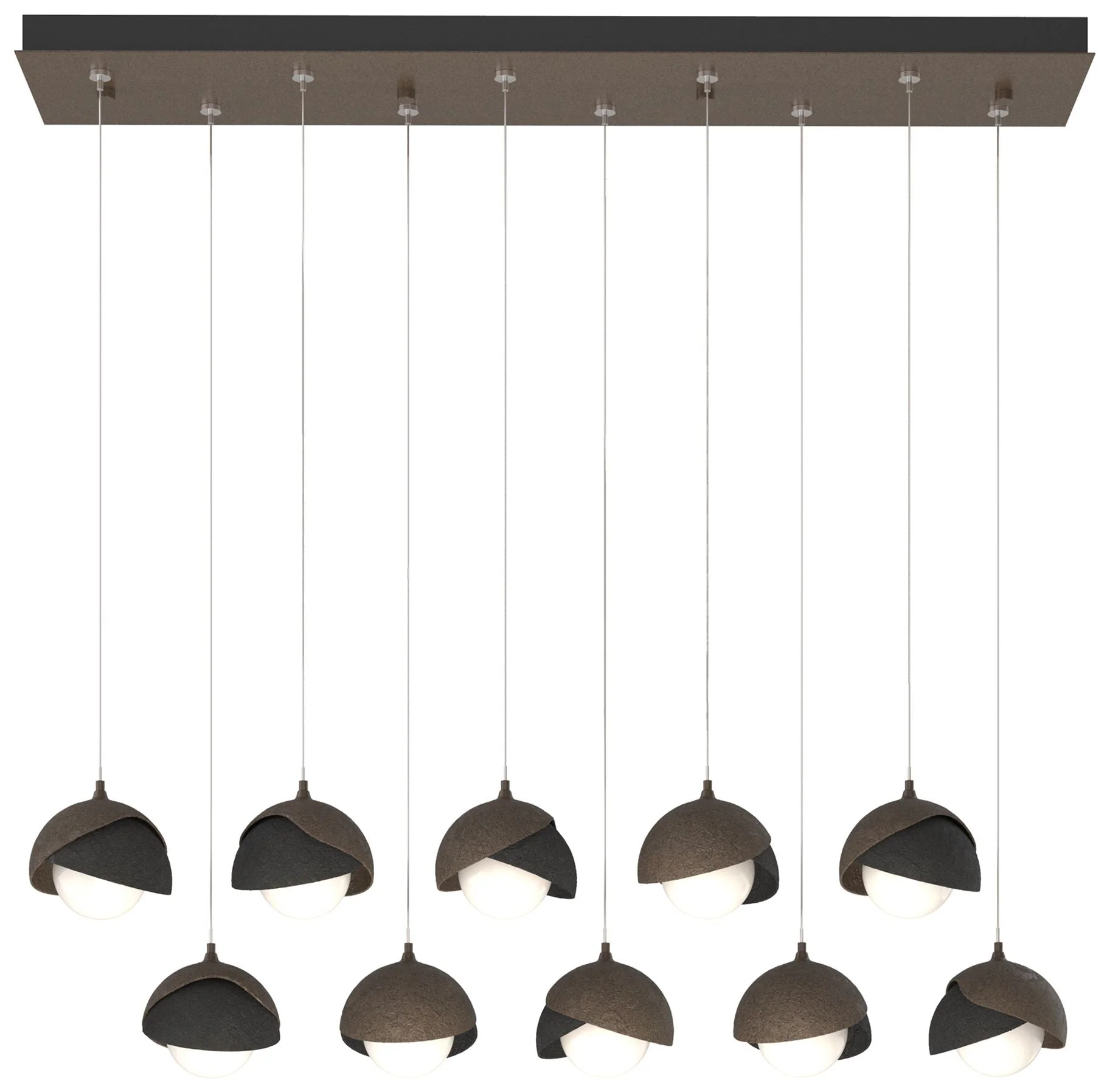 Brooklyn 44.5" Bronze & Black Rectangular Long 2-Shade Pendant - Image 1